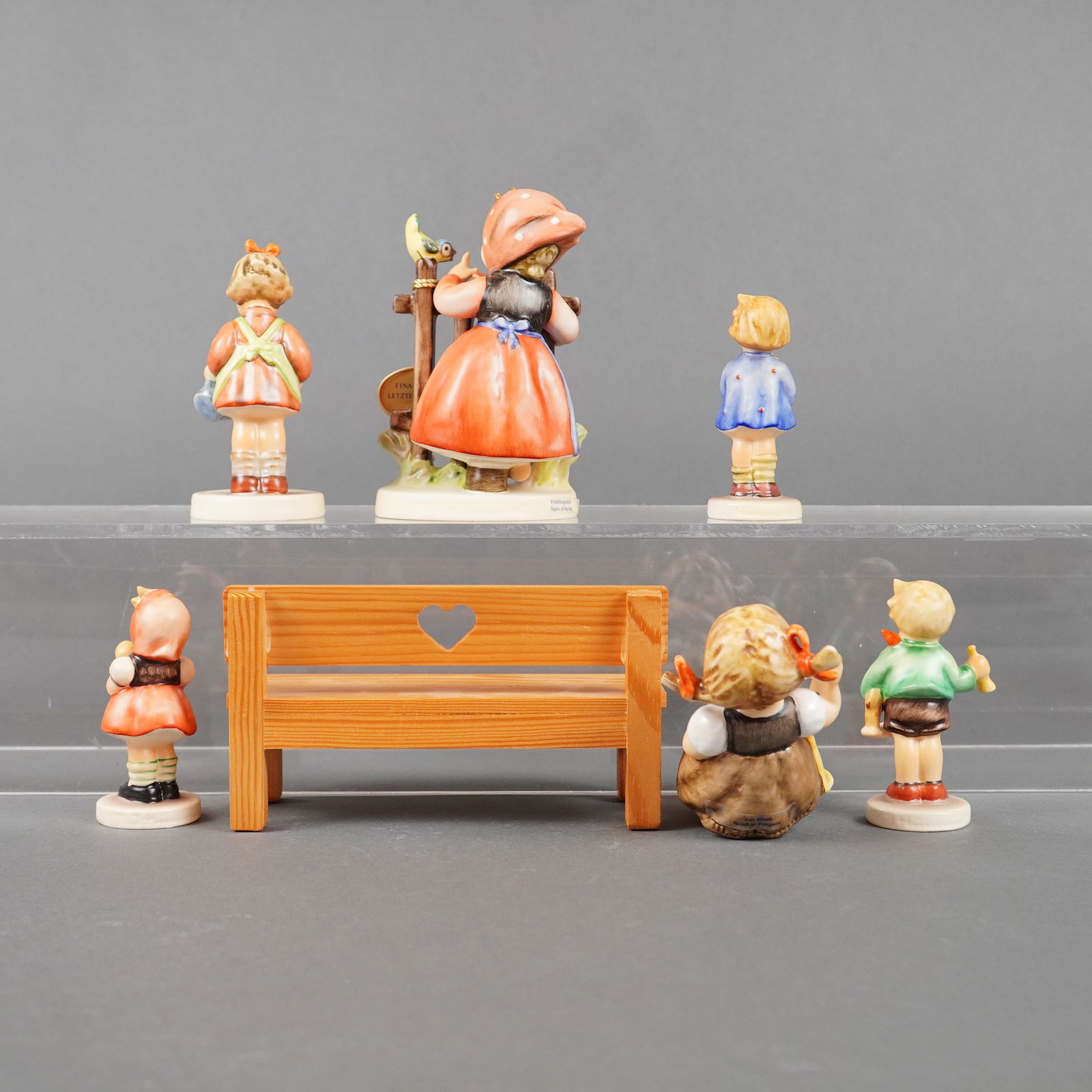 7pc Goebel Hummel Figurines and Accessory Bench - 2