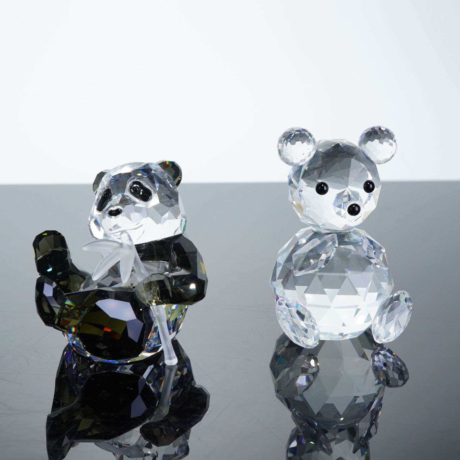2pc Swarovski Silver Crystal Figurines Including Large Bear and Panda (1 of 5)