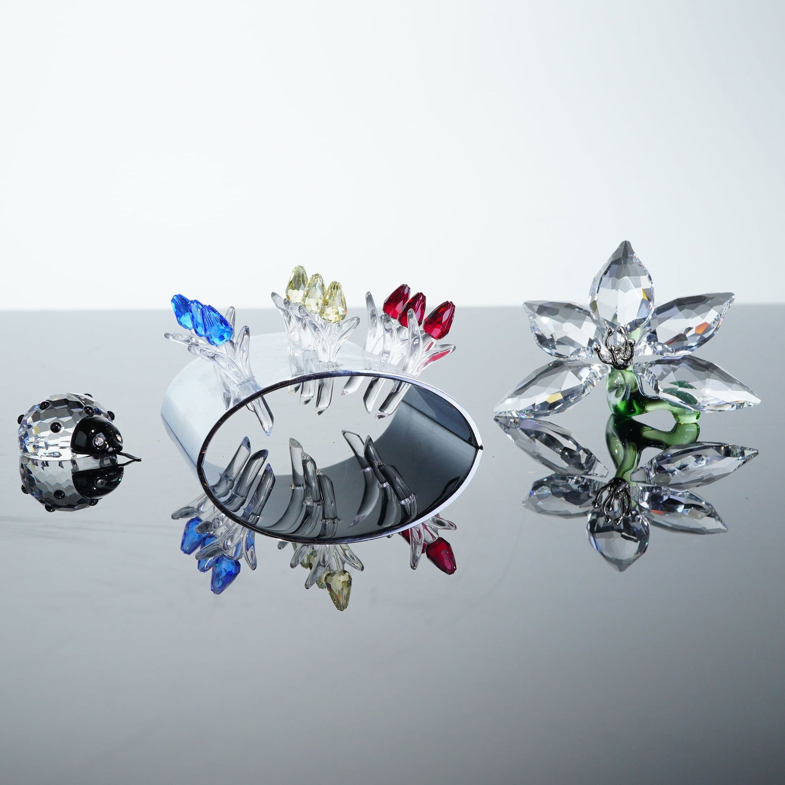 Collection of Swarovski Silver Crystal SCS Flower Figurines (1 of 5)