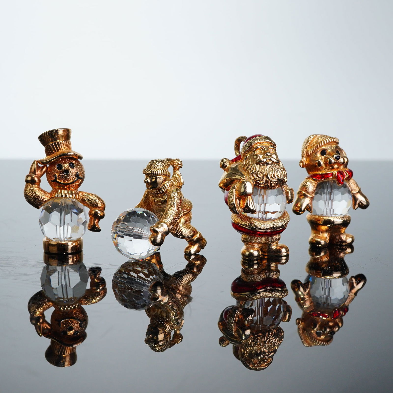 4pc Swarovski Trimlite Crystal and Gold-Tone Holiday Figurines (1 of 4)