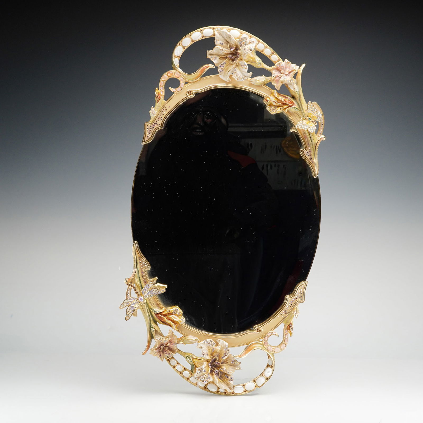 Jay Strongwater Veronique Floral Mirrored Vanity Tray (1 of 6)