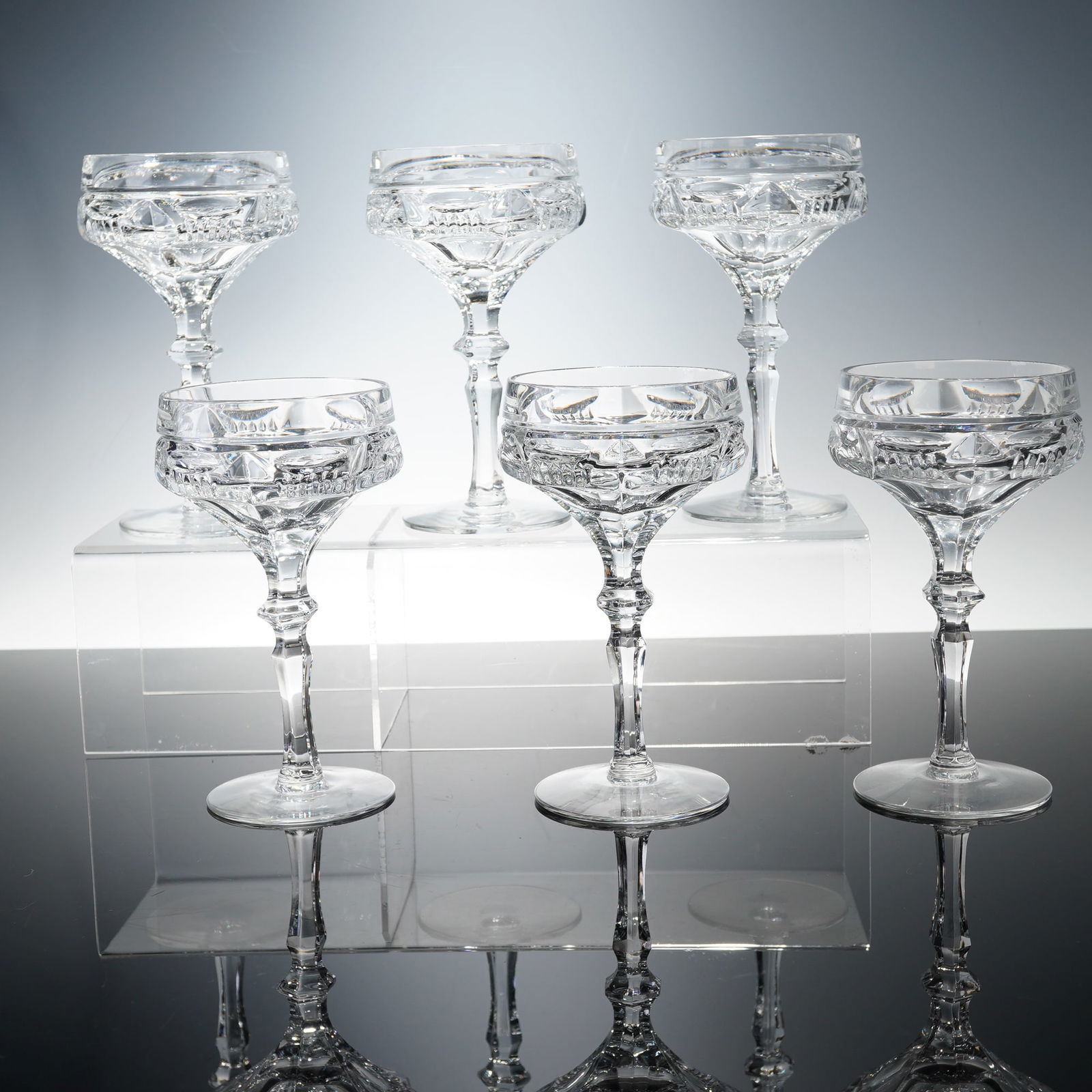 6pc Clear Cut Crystal Champagne Tall Coupes (1 of 7)