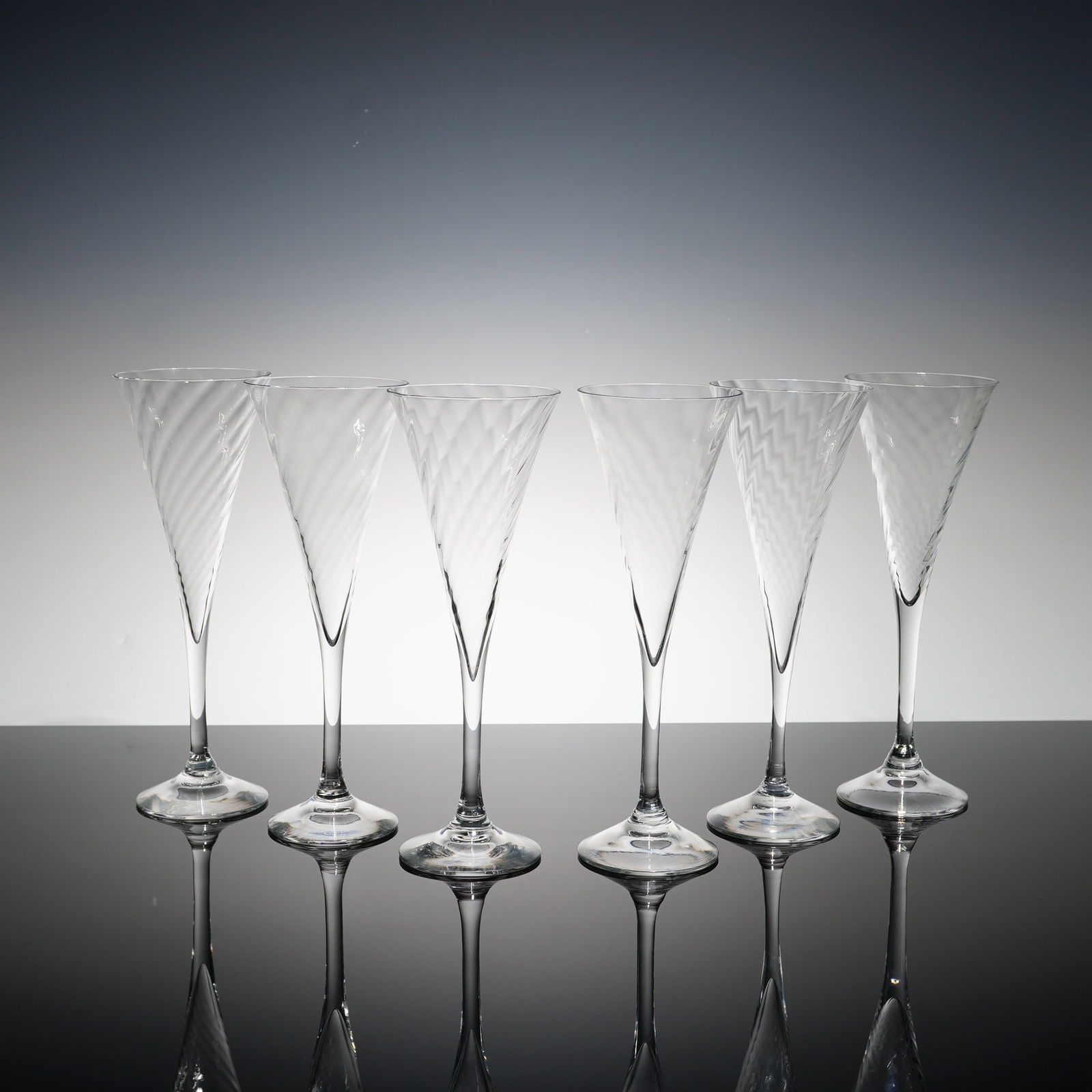 6pc Orrefors Crystal Champagne Flutes, Helena (1 of 3)