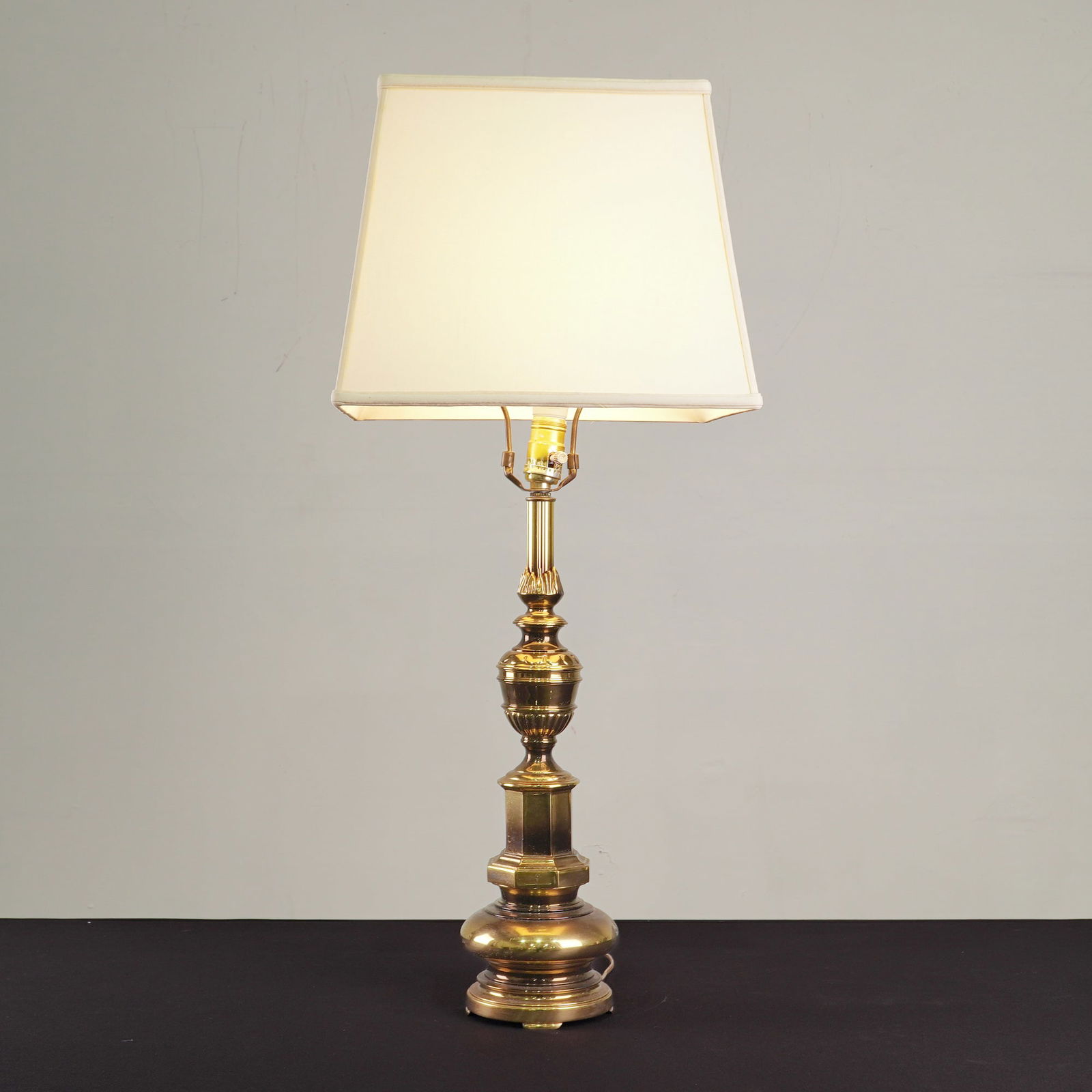 Multi-Tiered Brass Candlestick Style Table Lamp with Shade (1 of 4)