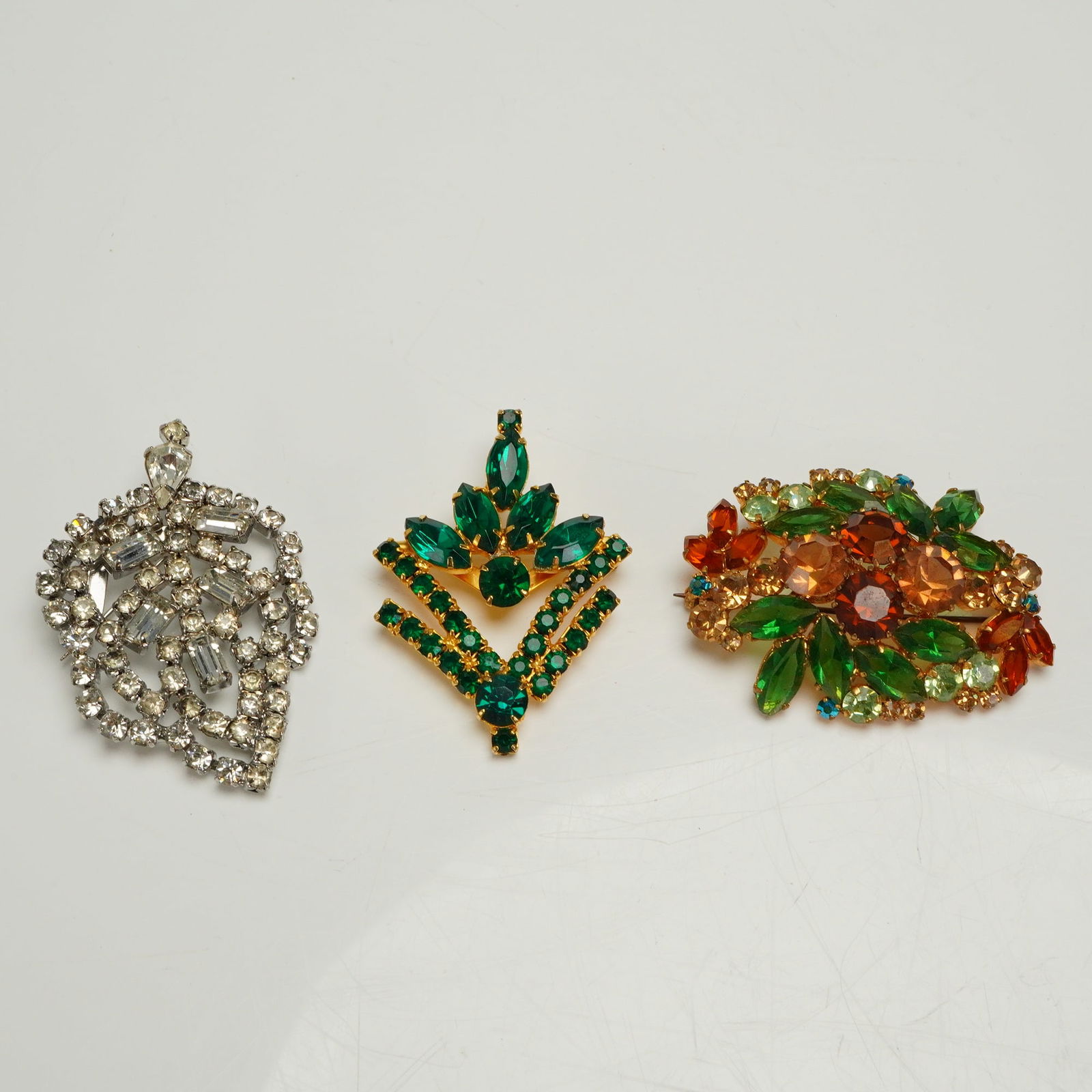 A Trio of Vintage Gem Inlaid Rhinestone Brooches (1 of 3)
