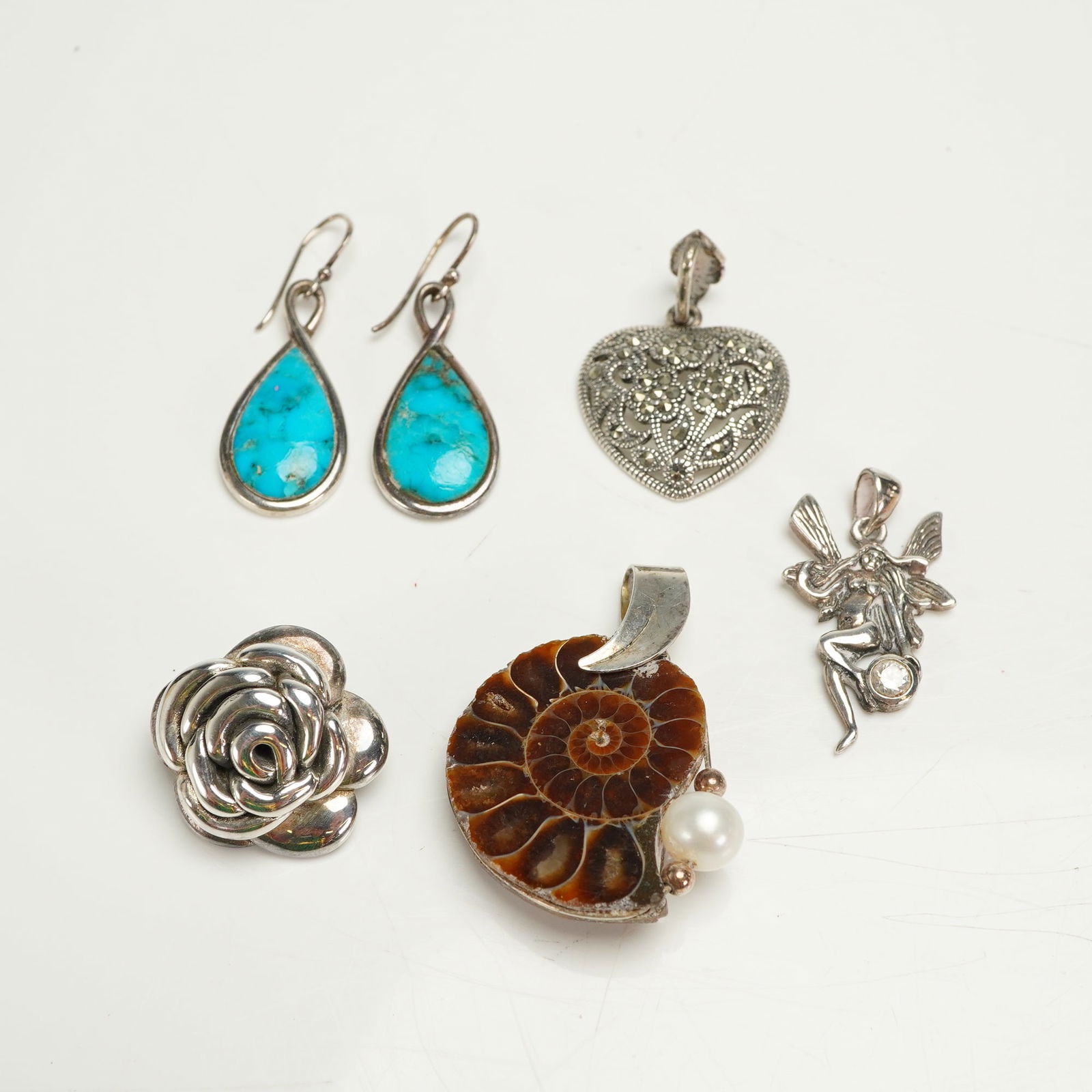 A Collection of 6 Sterling Silver Charms and Earrings (1 of 5)