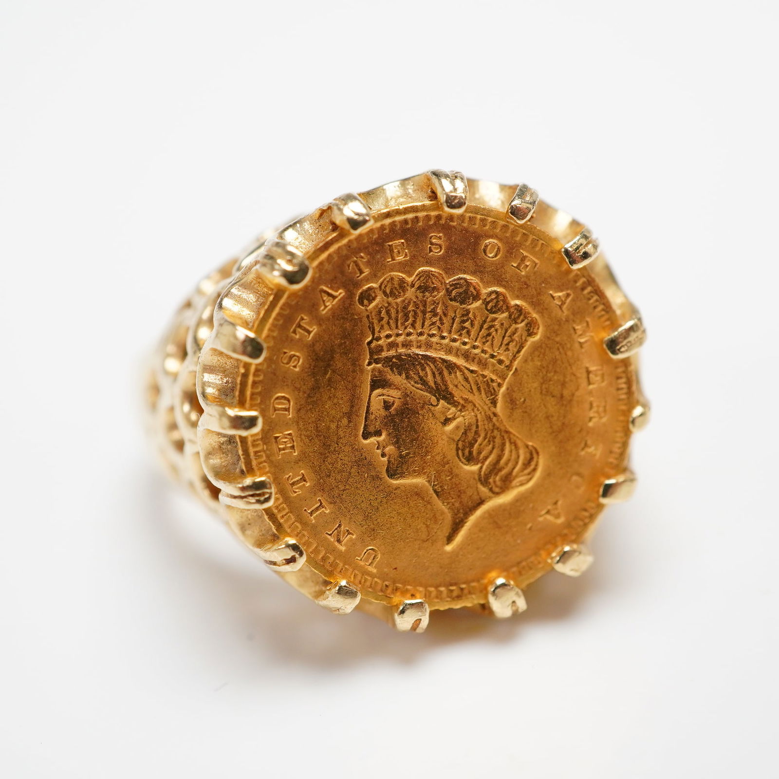 1883 $1 United States Indian Head Gold Coin 14K Ring (1 of 5)