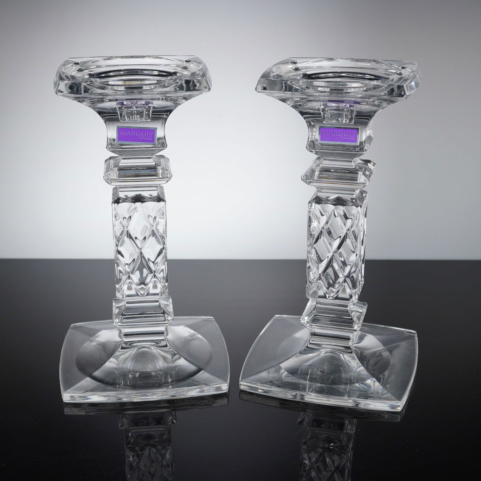 Pair of Marquis by Waterford Brixton Cut Crystal Candlesticks (1 of 5)