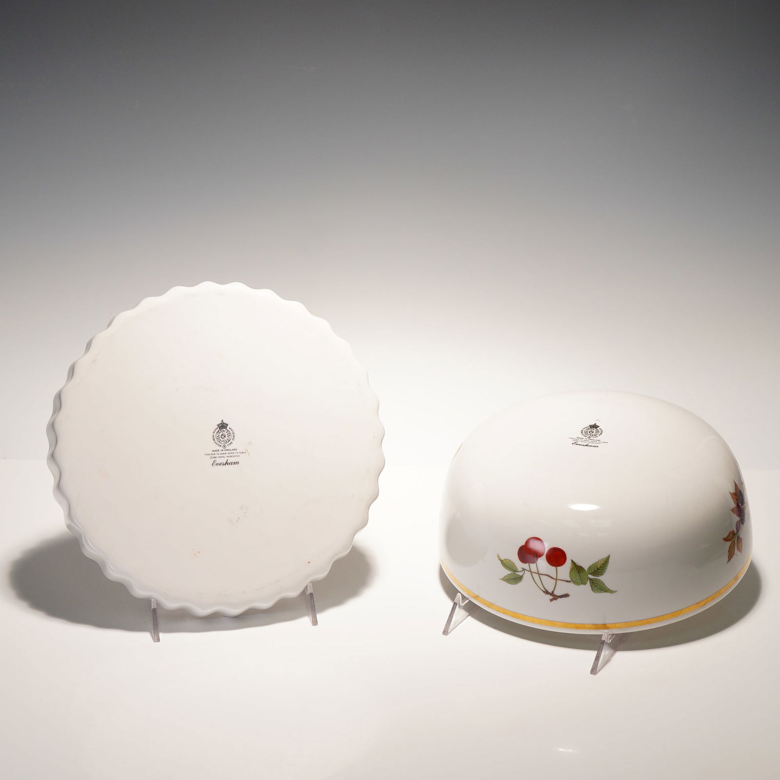 2pc Royal Worcester Porcelain Serveware, Evesham - 3