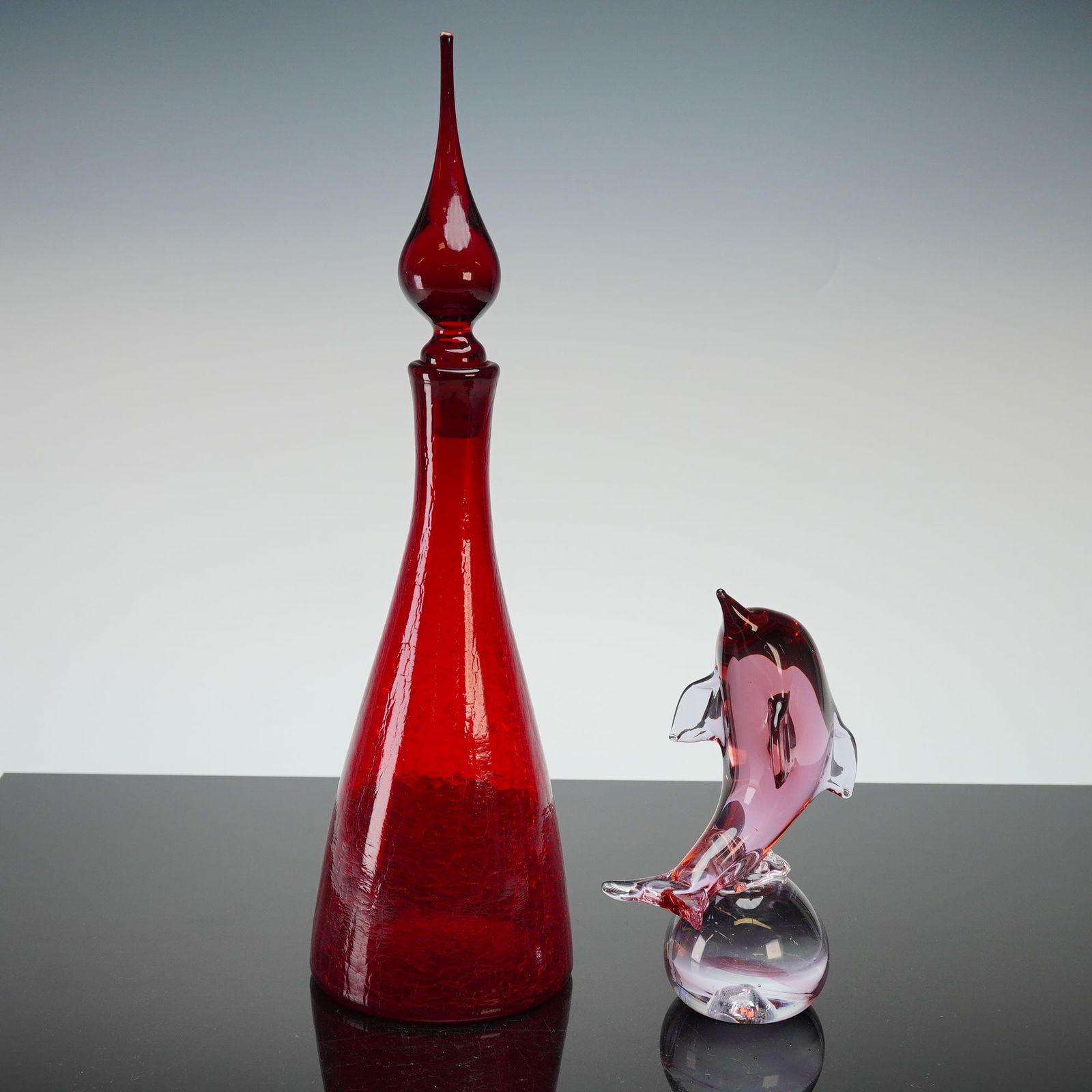 Two Mid Century Modern Art Glass Pilgrim Decanter and Dolphin Figurine (1 of 4)