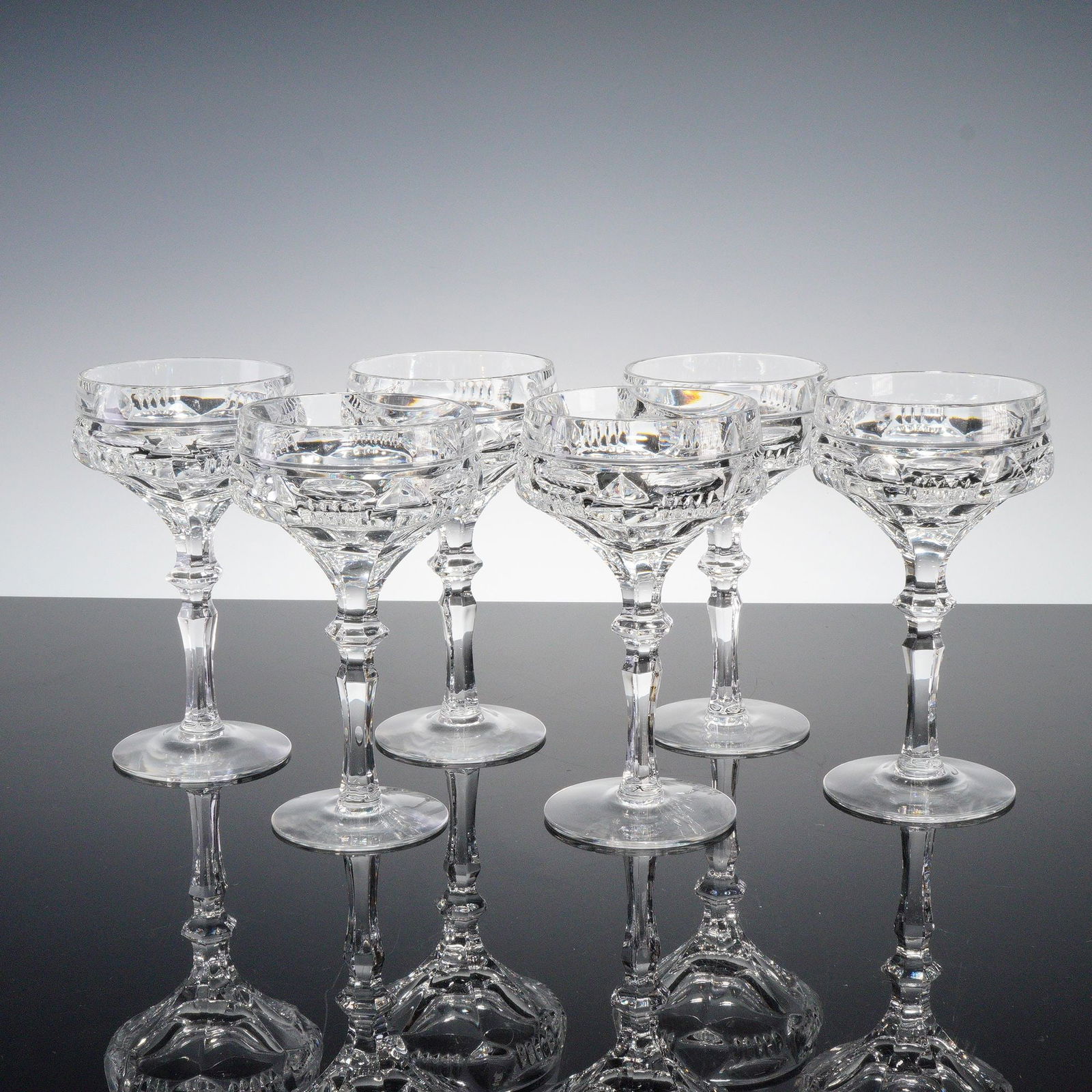 6pc Clear Cut Crystal Cocktail Coupes (1 of 4)