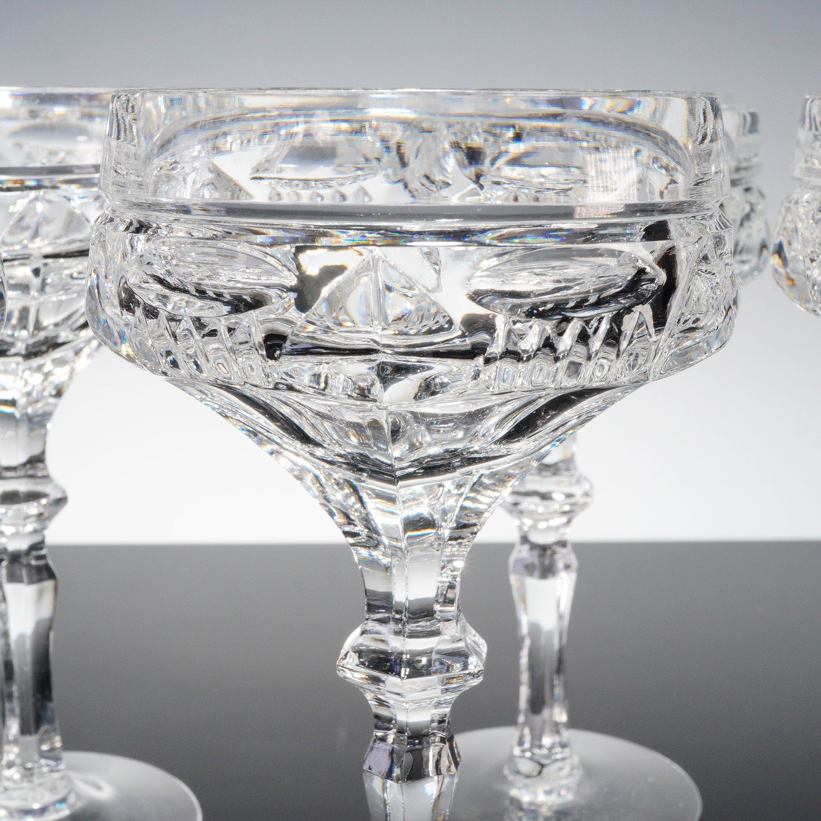 6pc Clear Cut Crystal Cocktail Coupes - 2
