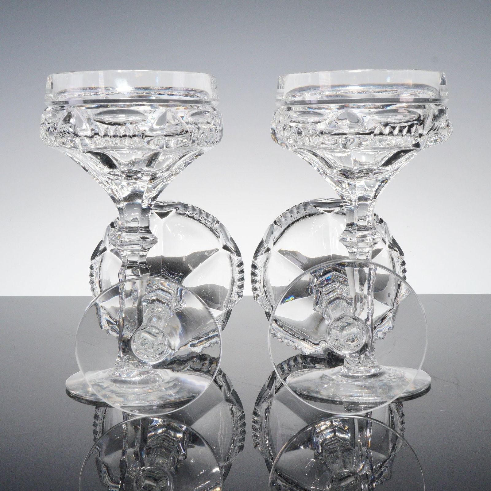 6pc Clear Cut Crystal Cocktail Coupes - 4
