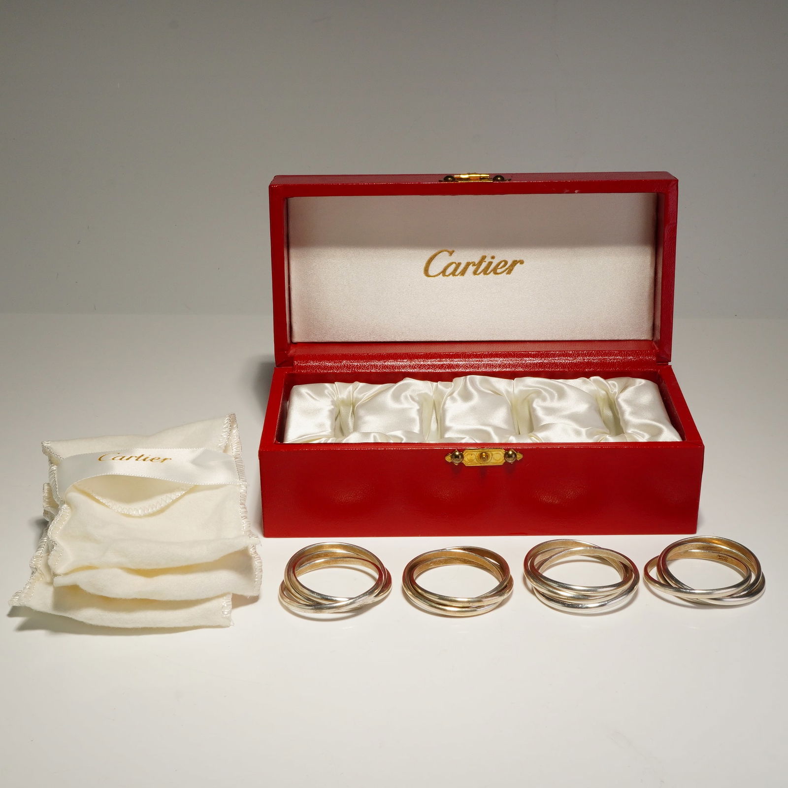 Set of Four Cartier Trinity Sterling Silver Napkin Rings (1 of 4)