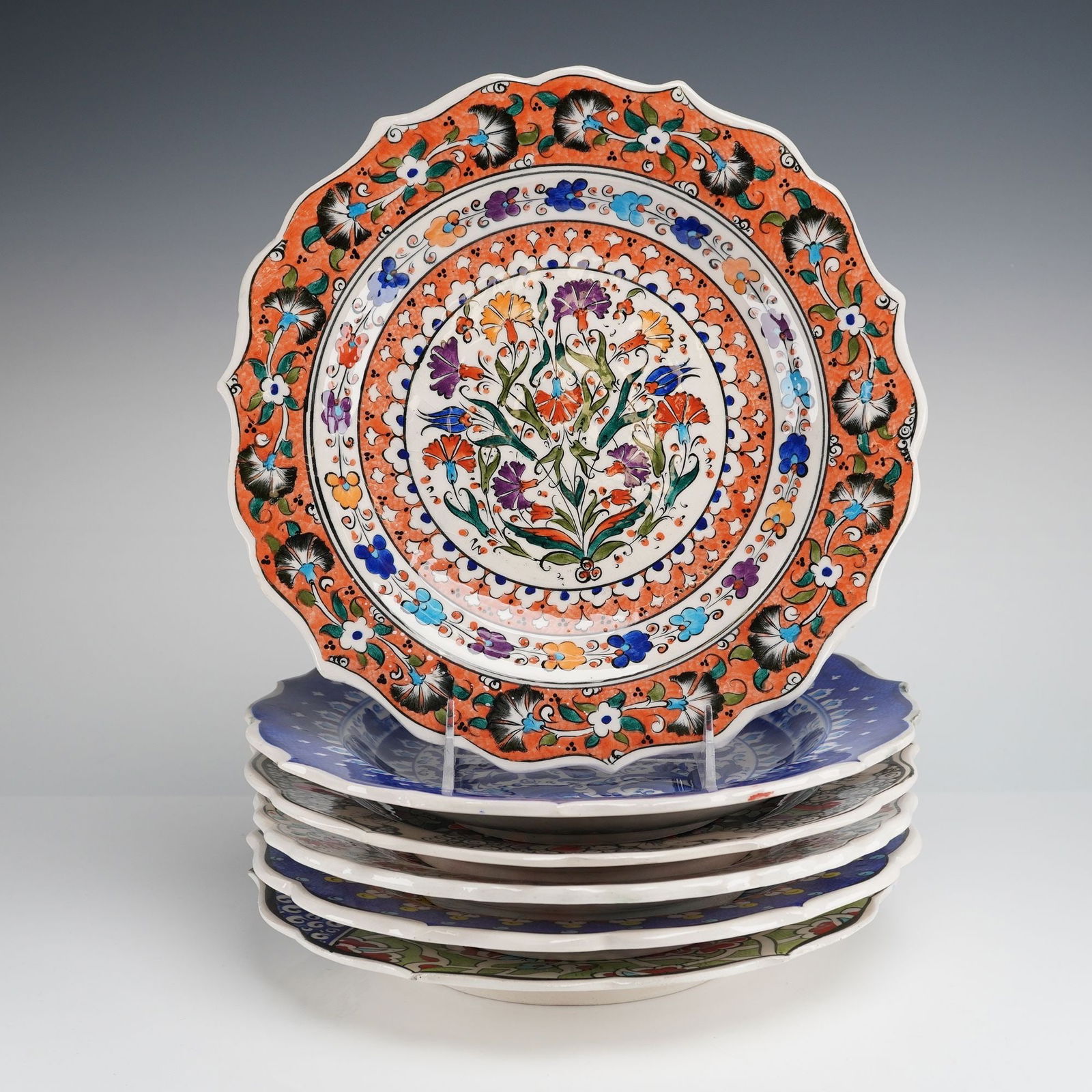 6pc Hand-Painted Turkish Kutahya Polychrome Ceramic Plates (1 of 5)
