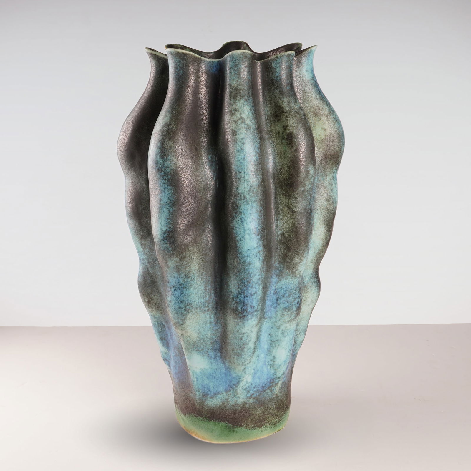 L'Objet Cenote Porcelain Vase in Blue and Green Glaze Finish (1 of 4)