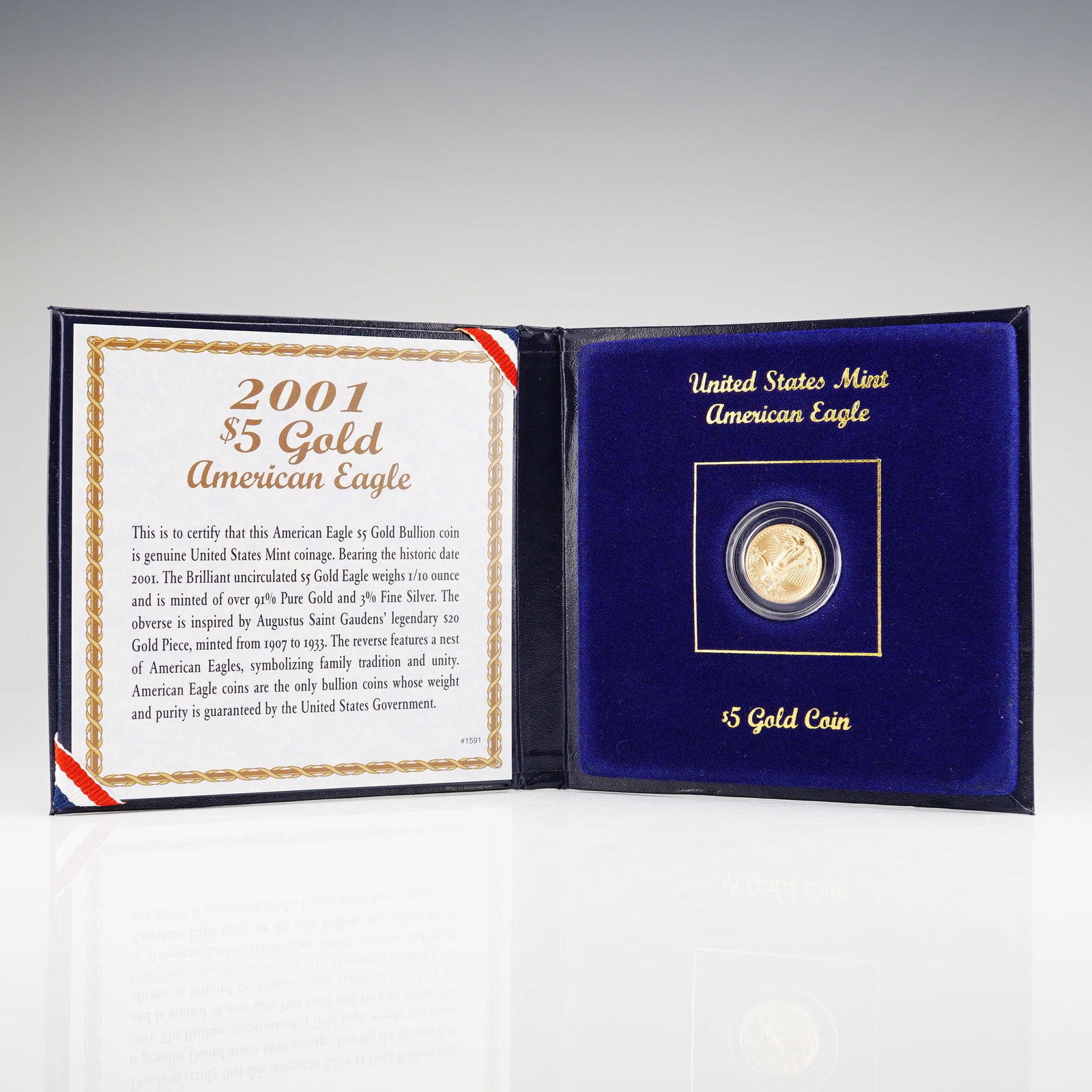 2001 United States Mint $5 American Gold Eagle 1/10 oz. Bullion Coin (1 of 3)