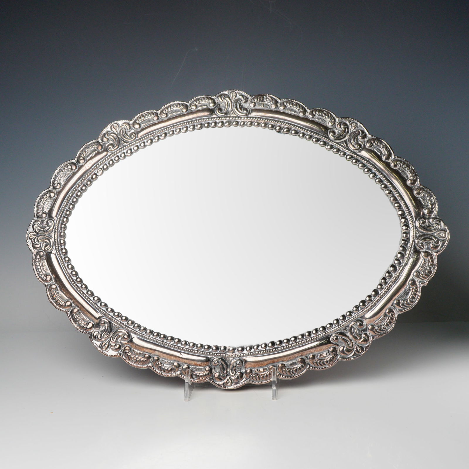 Sterling Silver Rococo Revival Oval Mirror (1 of 3)