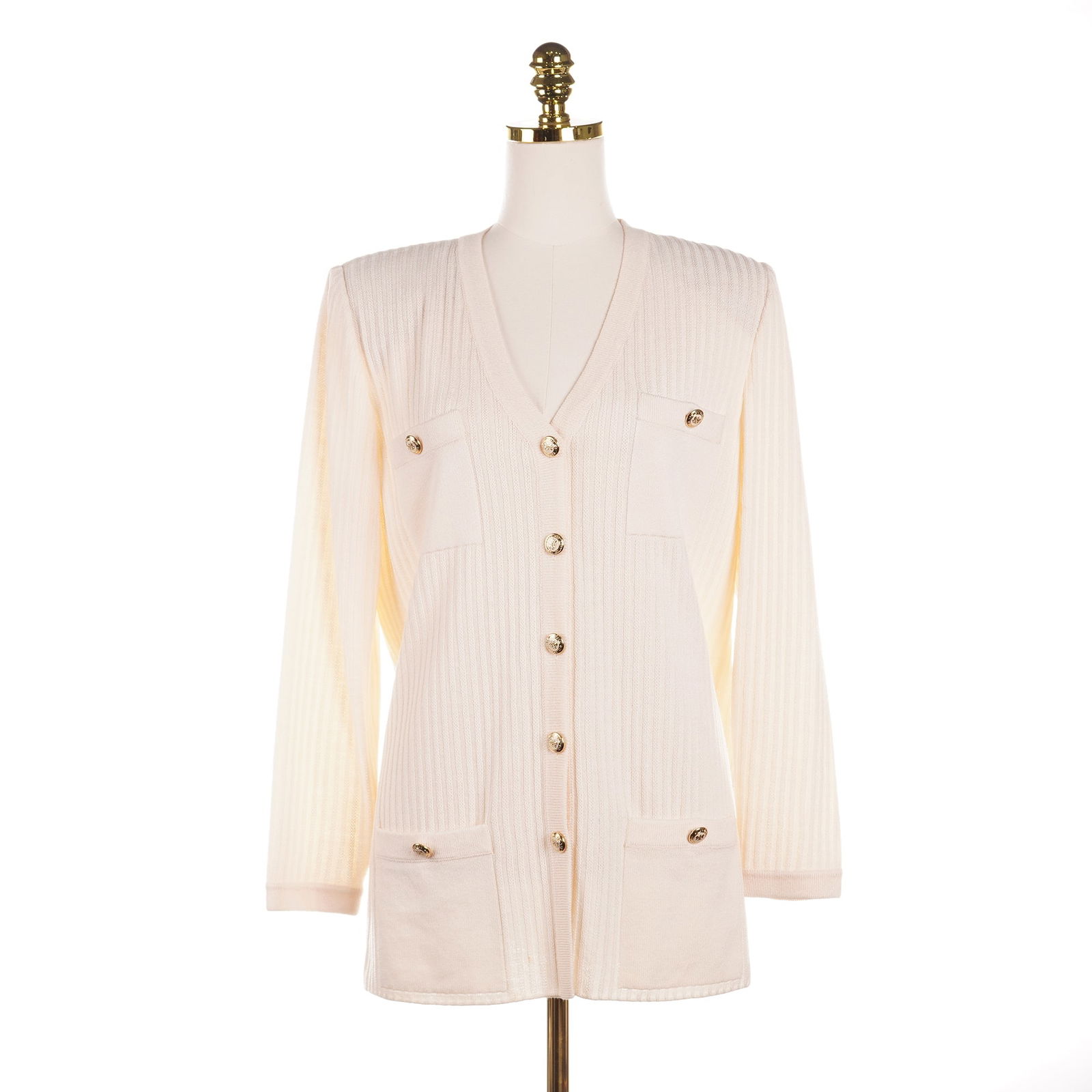 St. John Basics Ribbed Knit Button Front Jacket with Pockets - 2