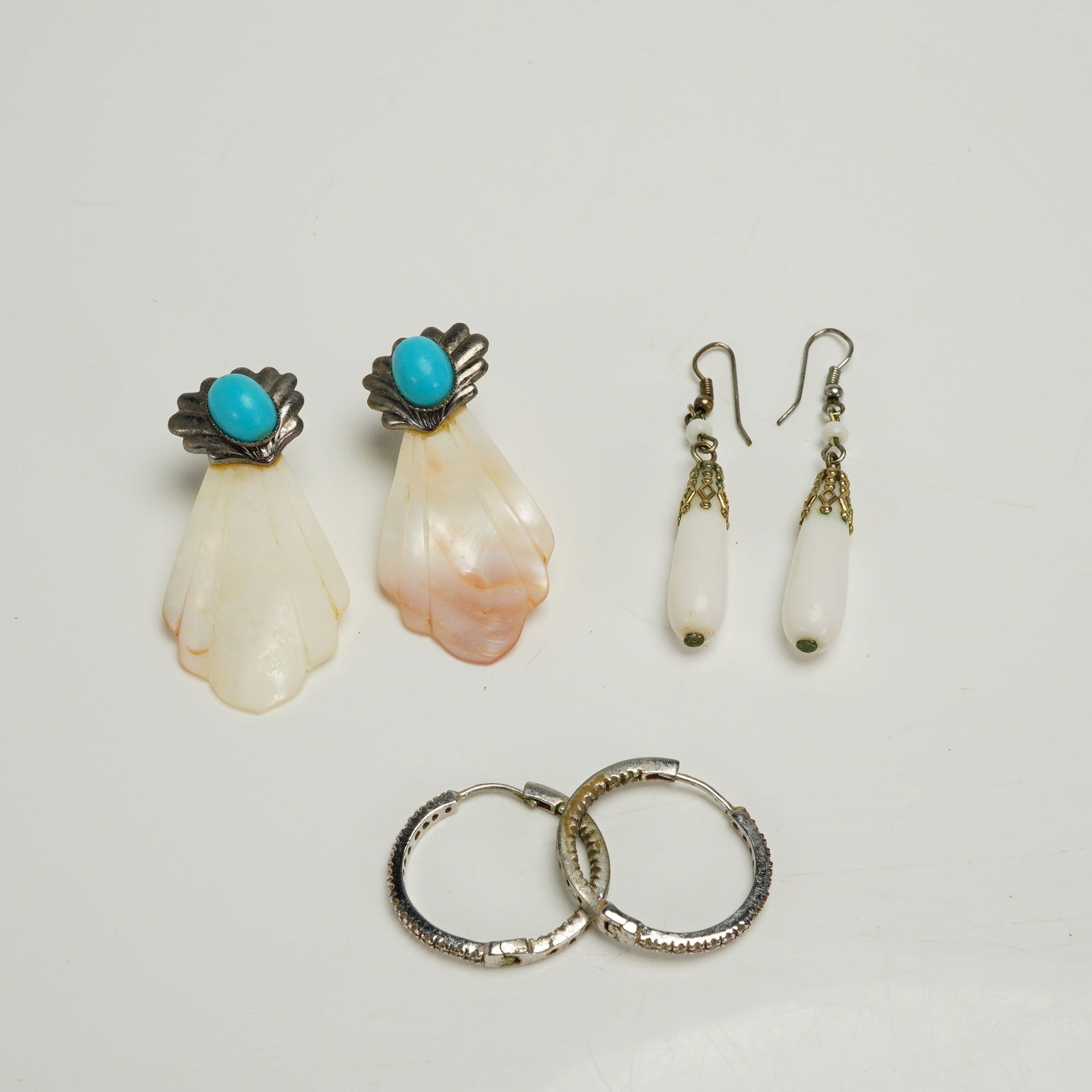 Three Pairs of Southwestern and Costume Silver Tone Earrings (1 of 6)