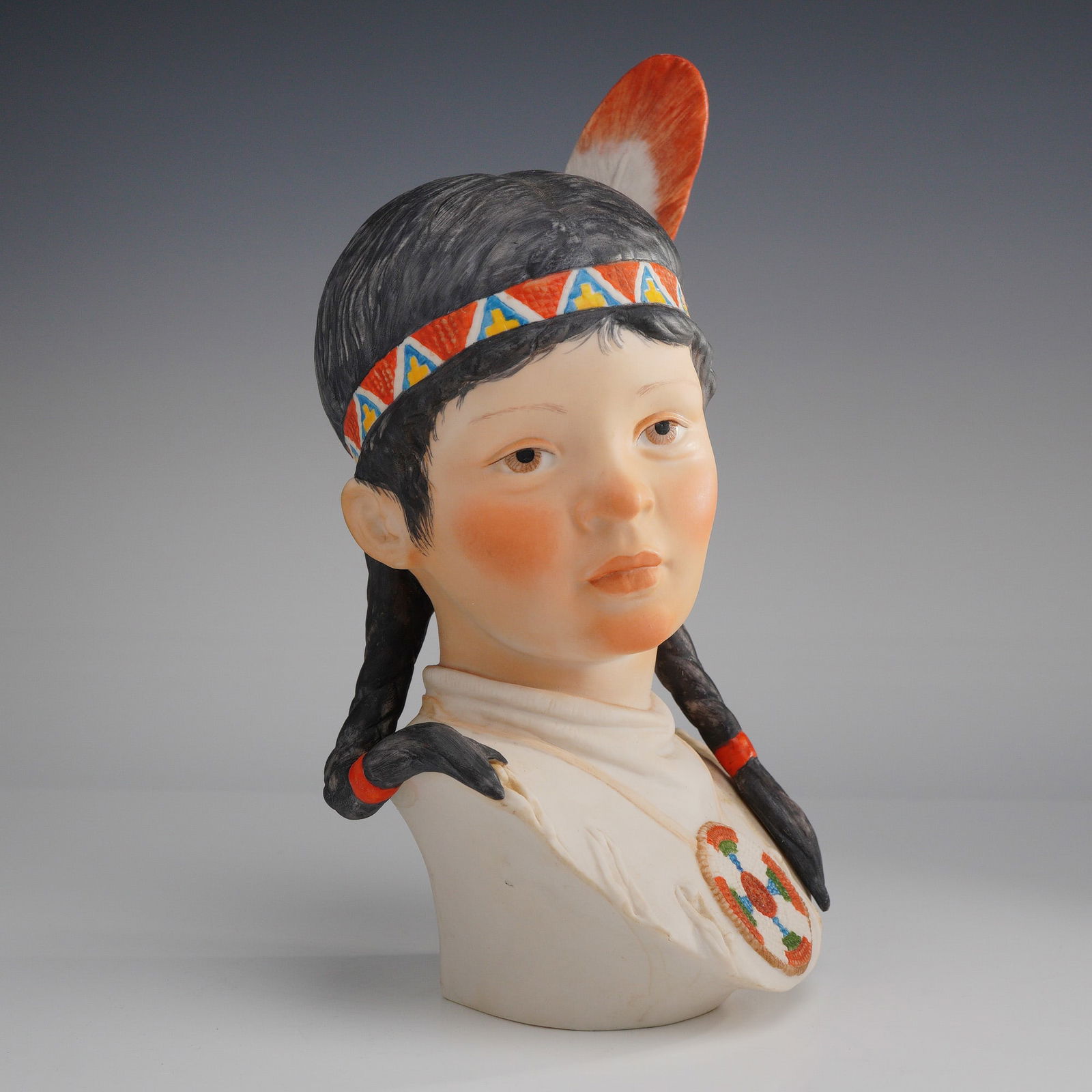 Cybis Porcelain Bust, Running Deer Indian Girl (1 of 4)
