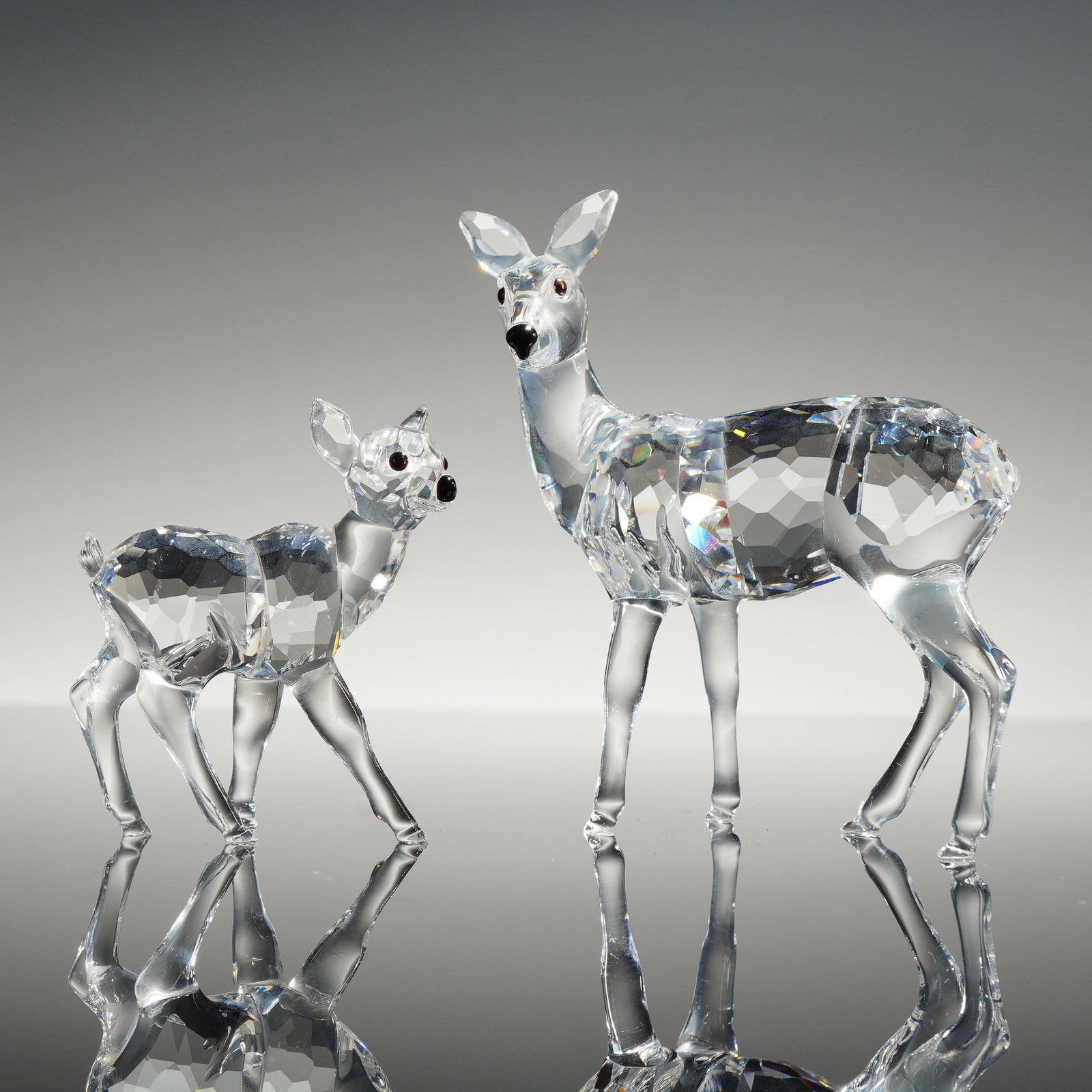 2pc Swarovski Silver Crystal Deer Mother and Fawn Figurines (1 of 4)