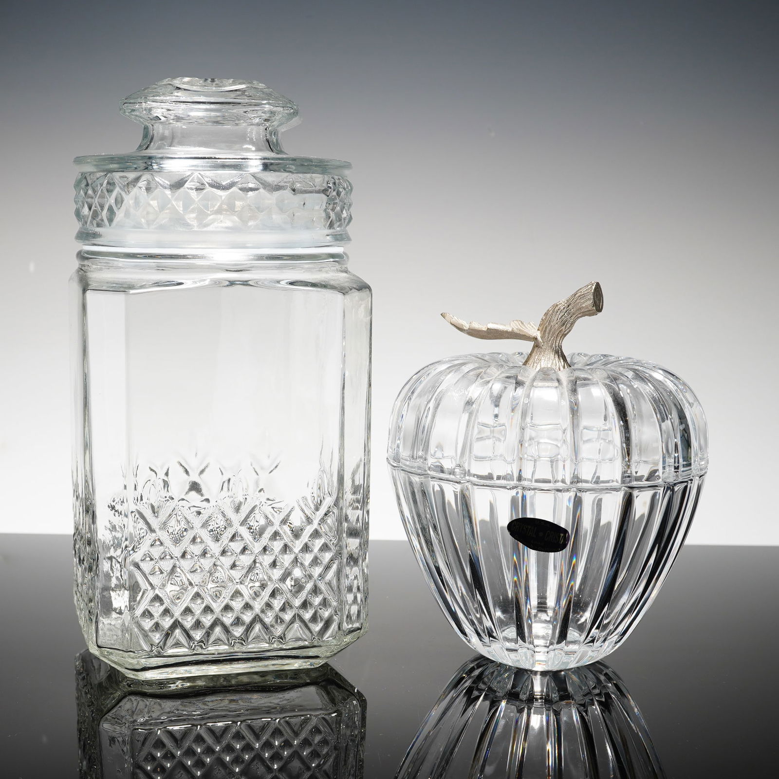 Two Clear Glass Containers Koeze Wexford Canister Crystal de Castro Bowl (1 of 3)