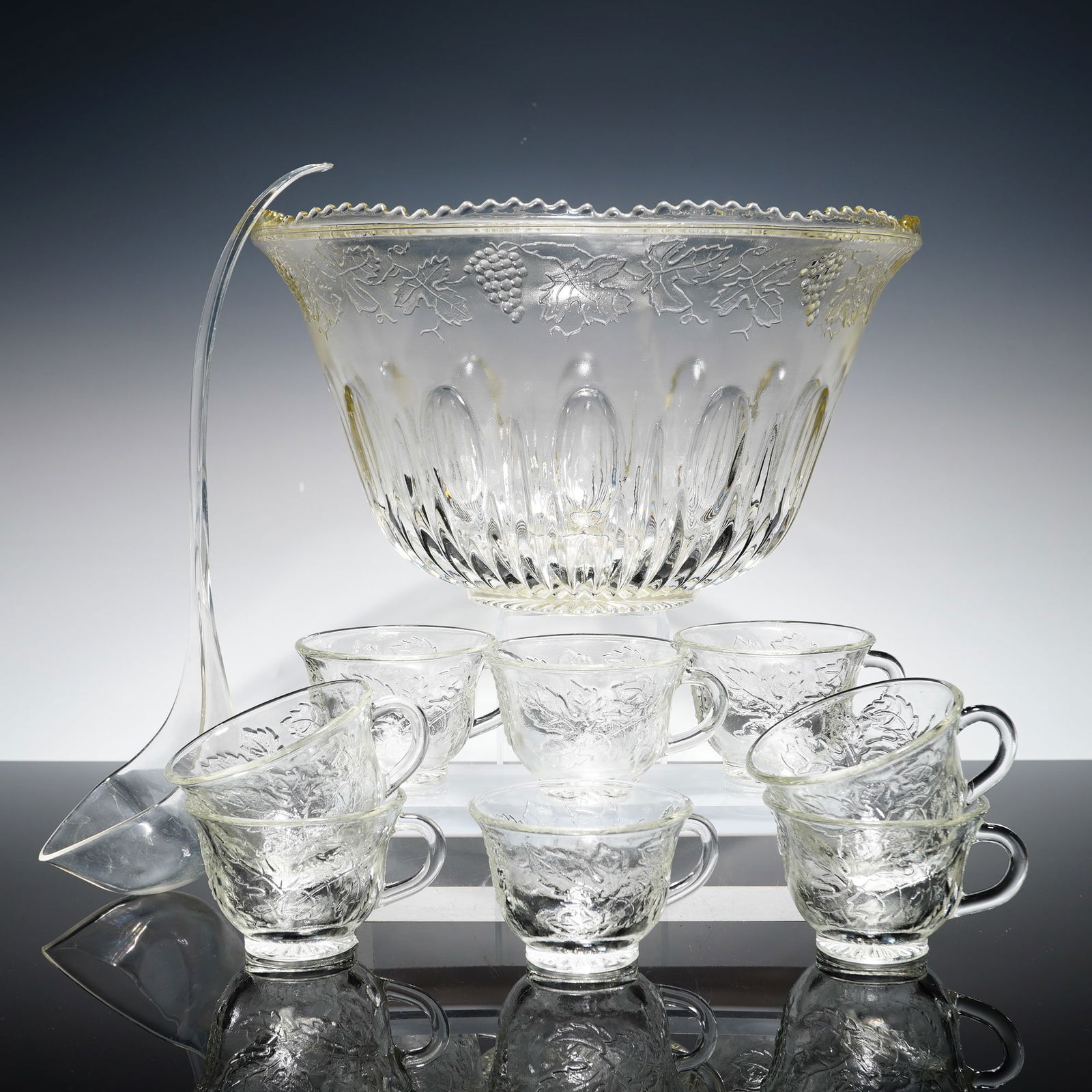 10pc Anchor Hocking Harvest Grape Glass Punch Bowl Set (1 of 3)