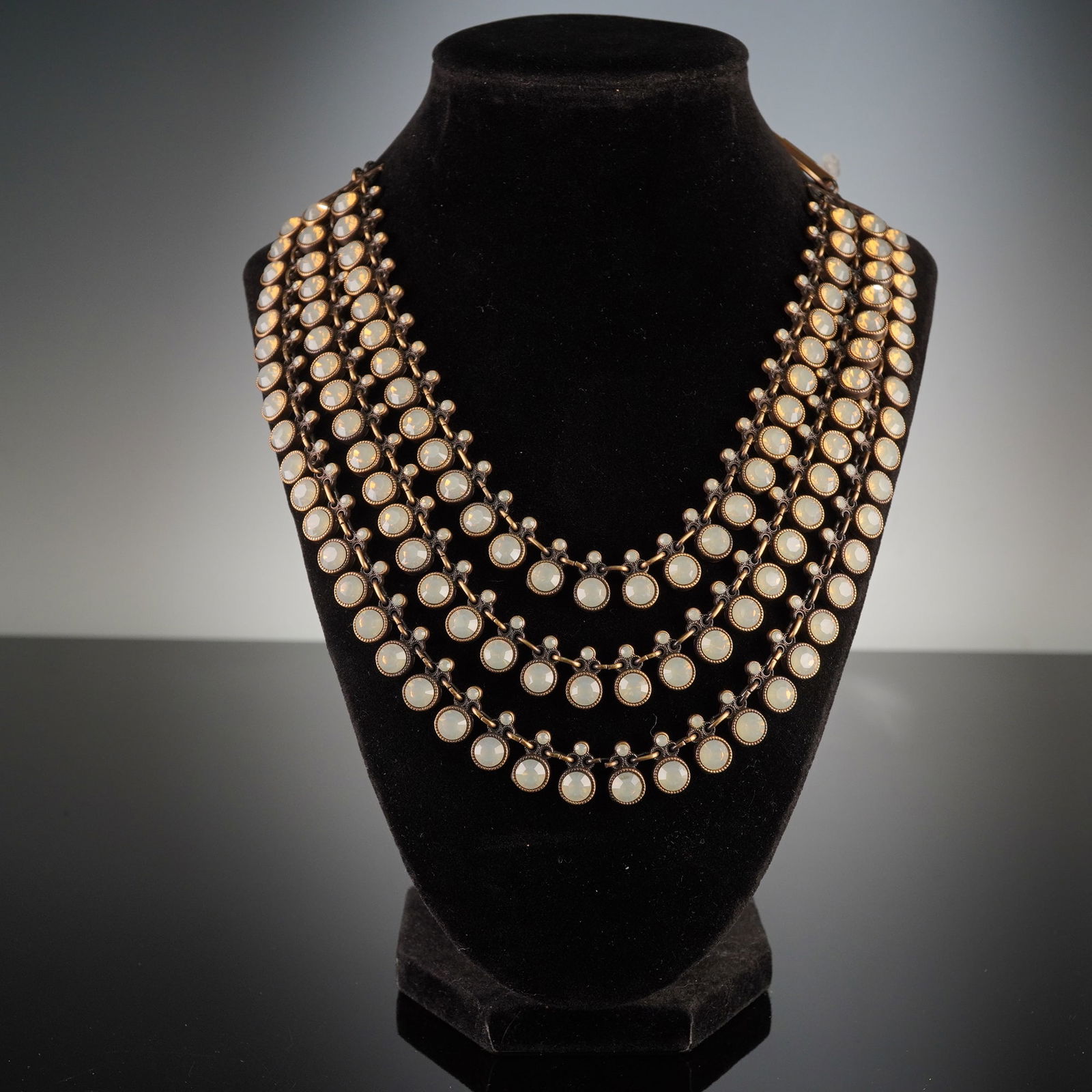 ARMANI Three-Row Multi-Strand Necklace with Opalescent Stones (1 of 4)