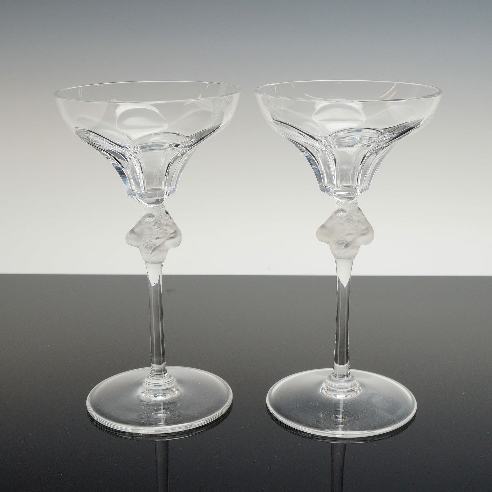 Pair of Lalique Crystal Roxane Tall Coupes (1 of 4)
