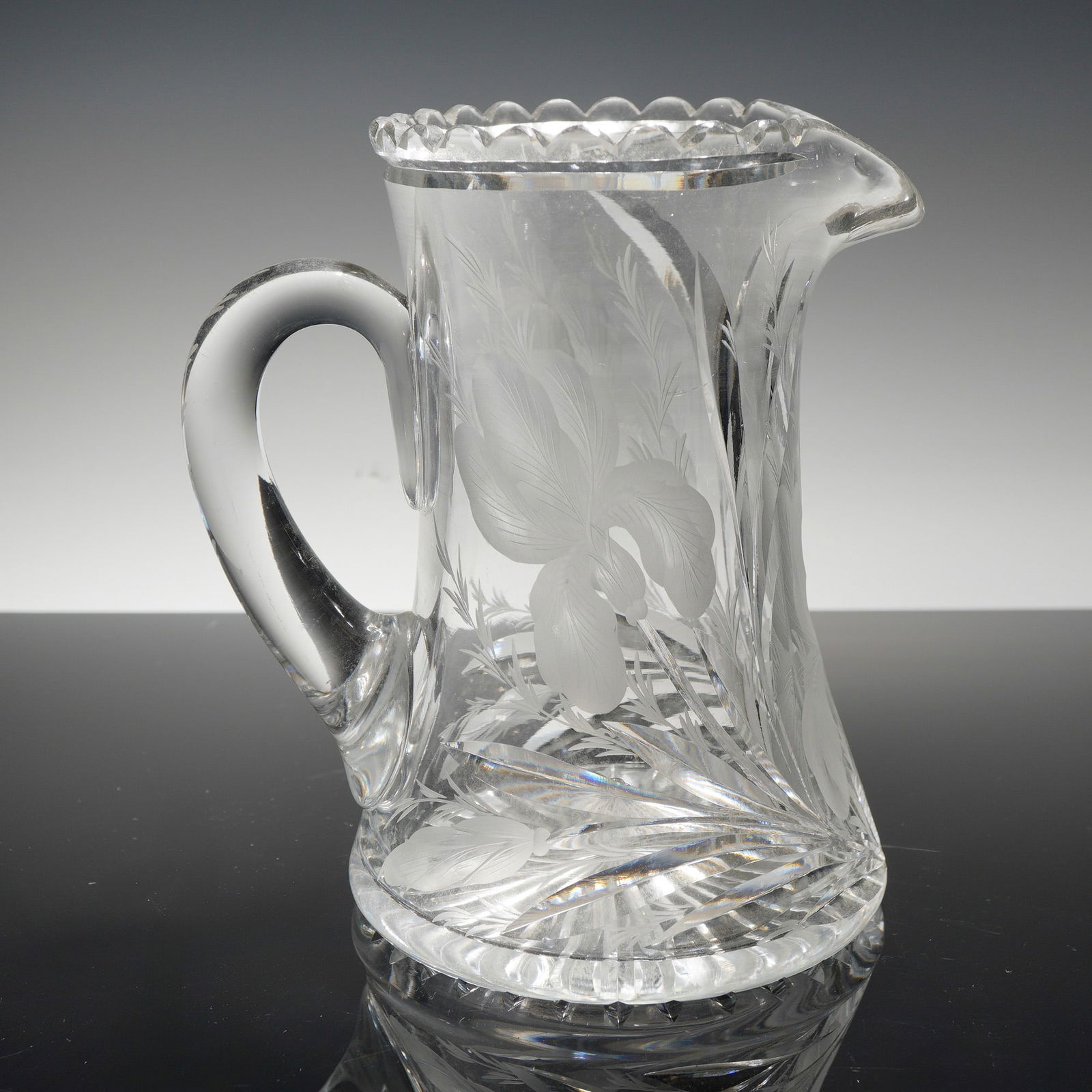 Hawkes Etched and Cut Crystal Pitcher, Iris (1 of 4)