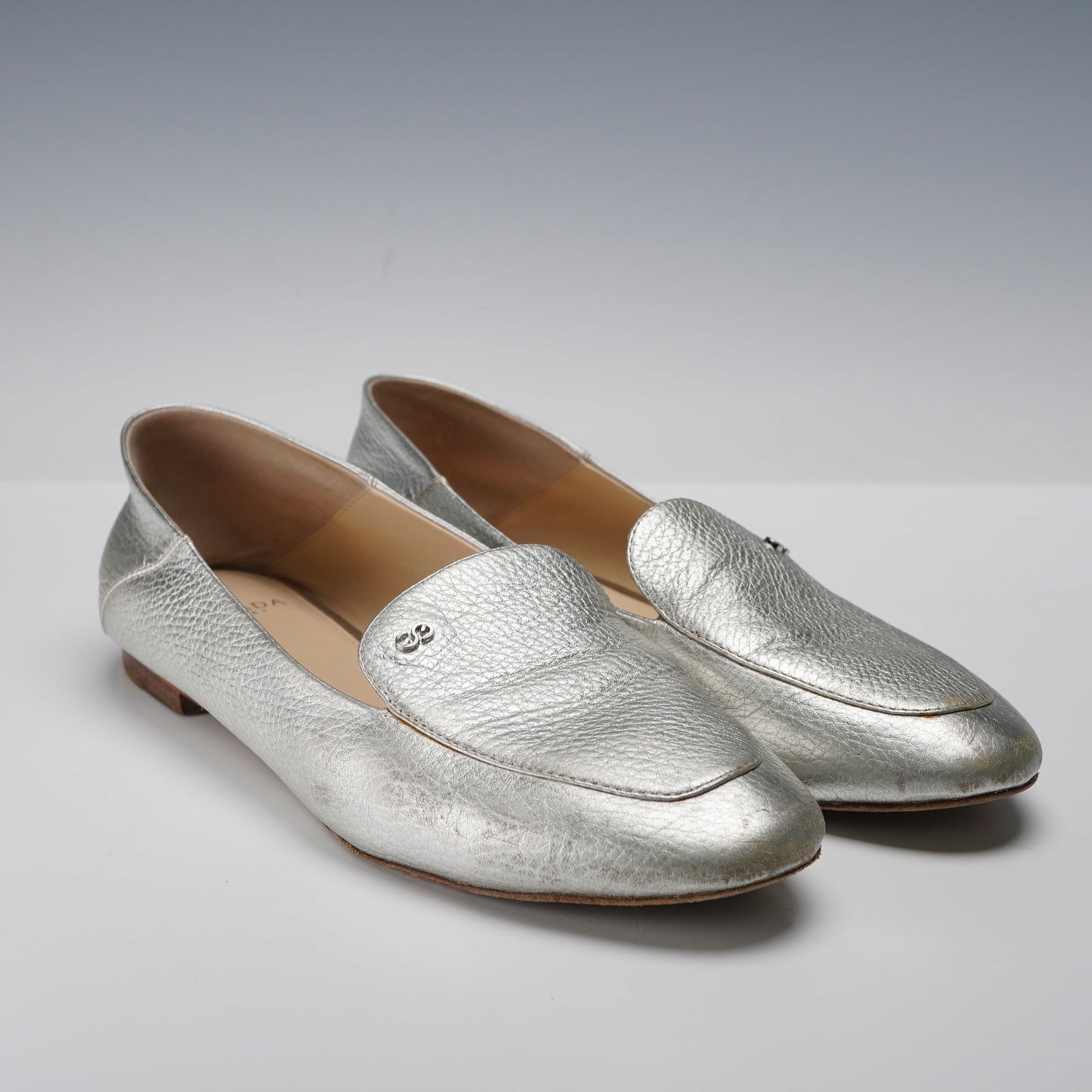 Pair of Escada Sport Leather Silver Flats (1 of 4)