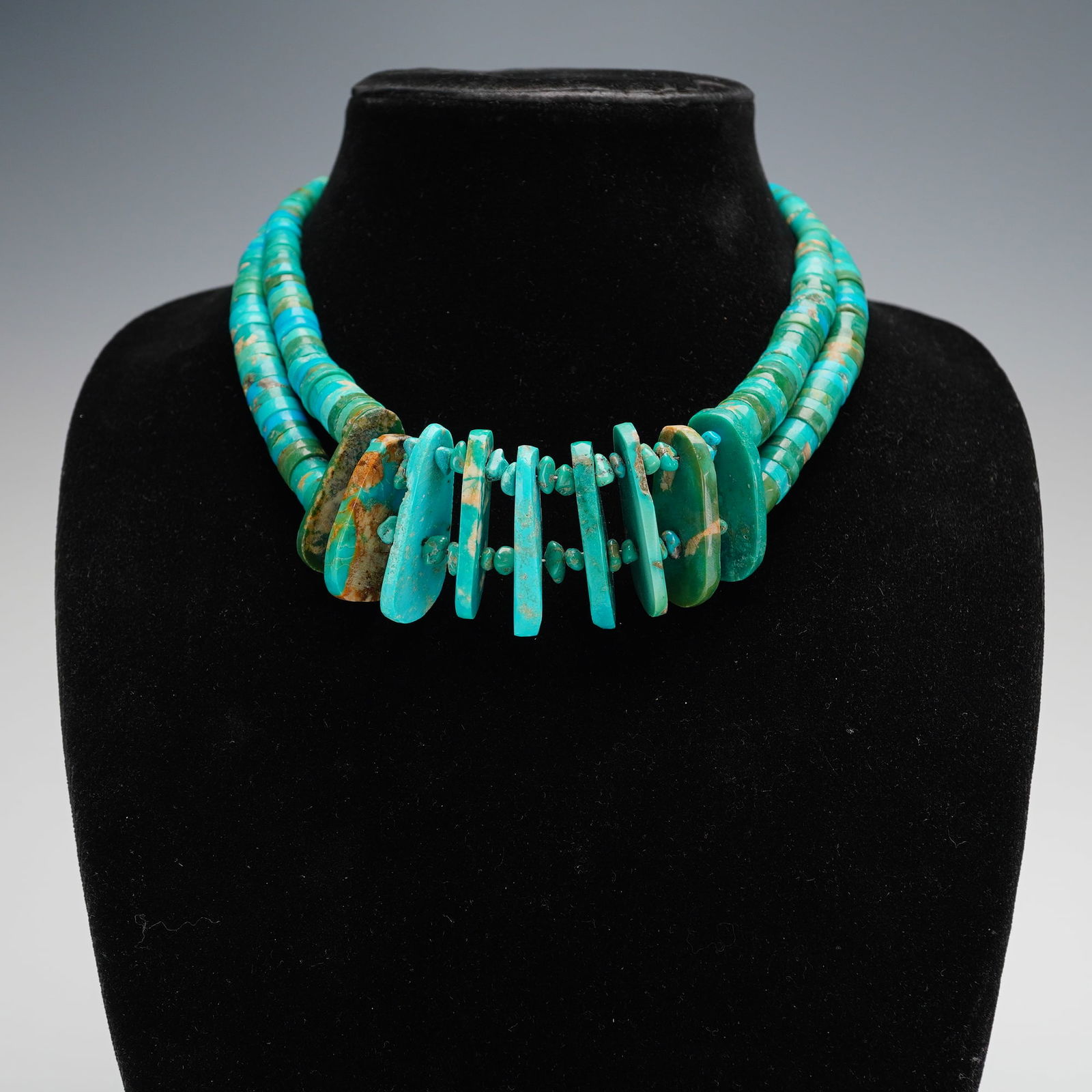 Double Strand Graduated Turquoise Bead Necklace (1 of 3)