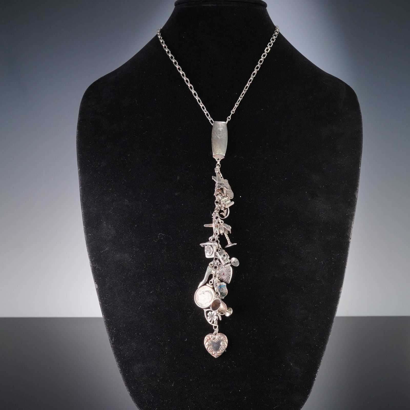 Vintage Hickok Beltogram Sterling Silver Charm Necklace (1 of 6)