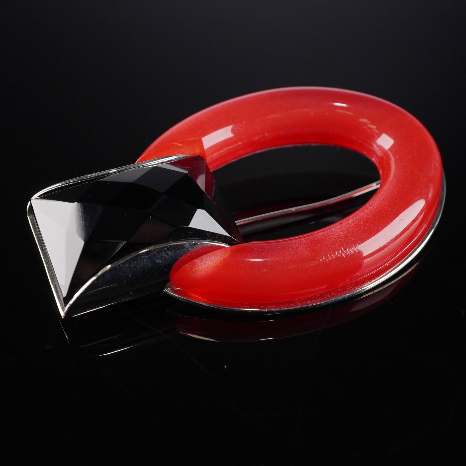 Giorgio Armani Lucite & Black Crystal Geometric Brooch (1 of 3)