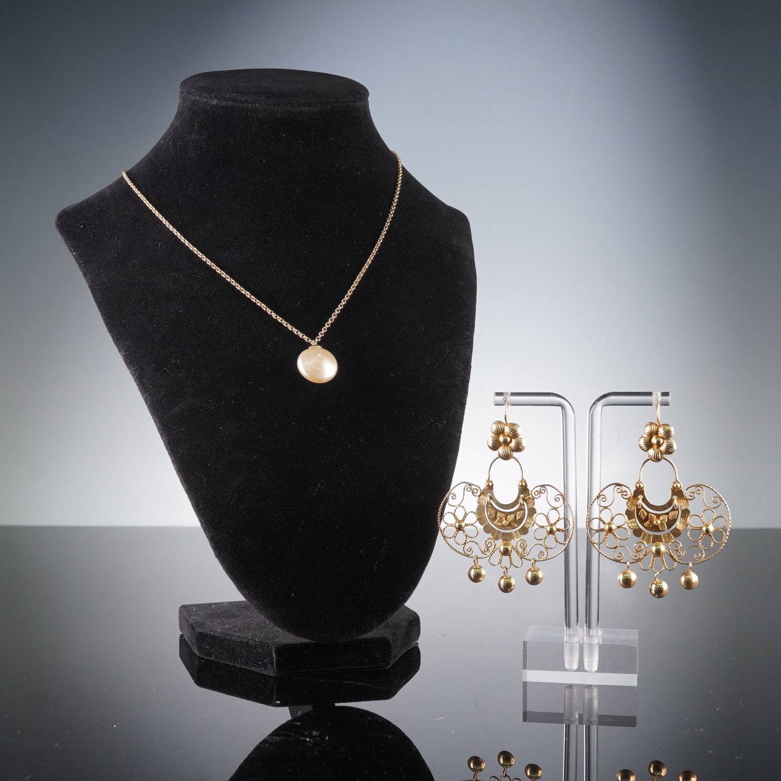 A Matched Set of Gilded Sterling Silver and Pearl Jewelry (1 of 4)