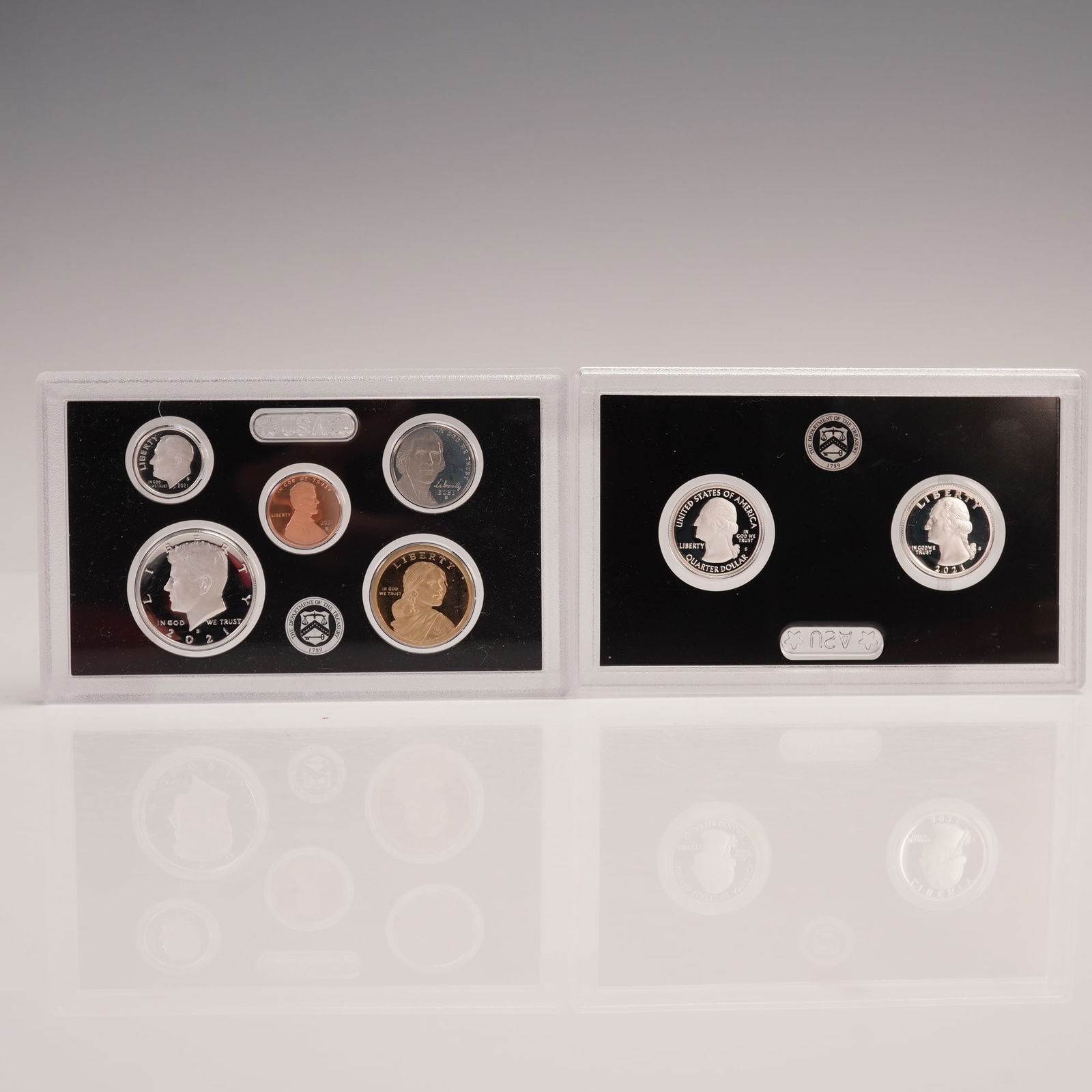 3pc 2021-S United States Mint Silver Proof Set: The 2021-S United States Mint Silver Proof Set includes one of each circulation coin produced in 2021, struck in stunning Proof finish at the San Francisco Mint. The dime, half dollar, and all quarter