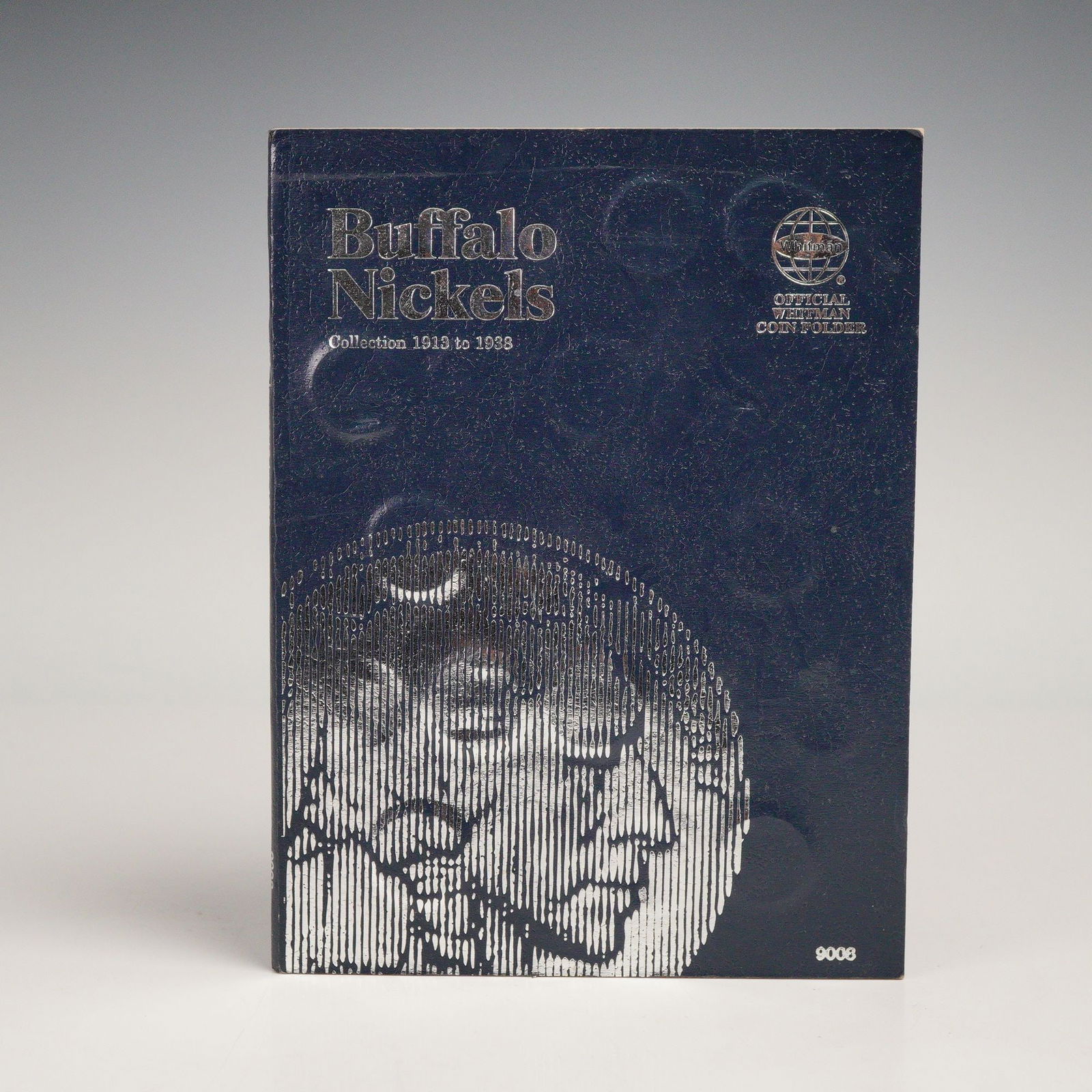 1913 - 1938 Whitman Coin Folder, Buffalo Nickels - 48 Coins: Buffalo nickels dated between 1913 and 1938, housed in the classic blue Whitman tri-fold album. The coins span multiple years and mintmarks from the series designed by James E. Fraser, which features