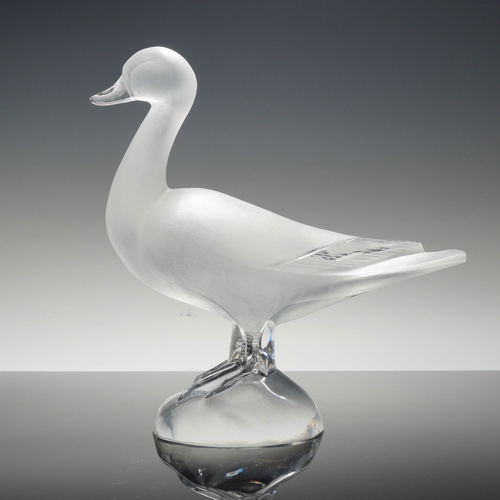 Lalique Crystal Figurine, Large Standing Duck (1 of 5)