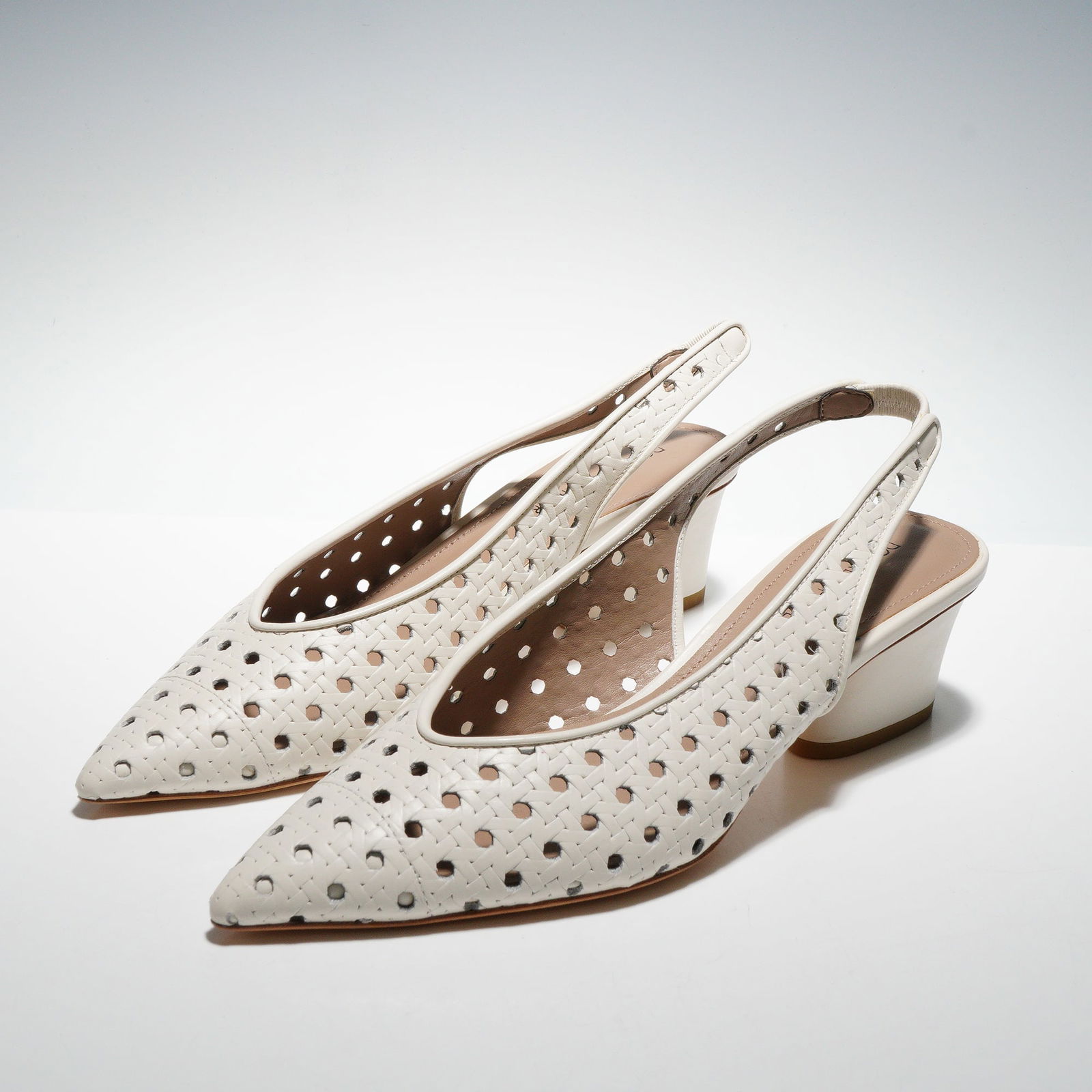 A Pair of Donald Pliner Woven Leather Slingback Pointy-Toe Pumps (1 of 5)