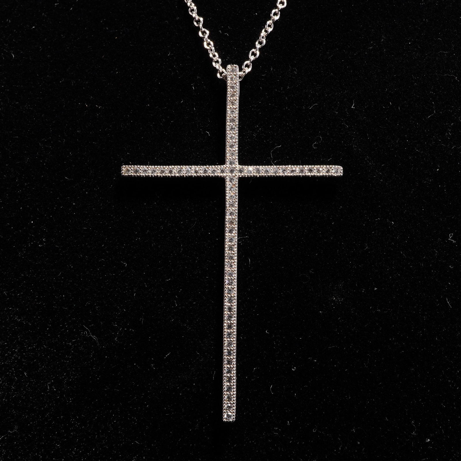 Sterling Silver and Diamond Cross Pendant Necklace (1 of 5)