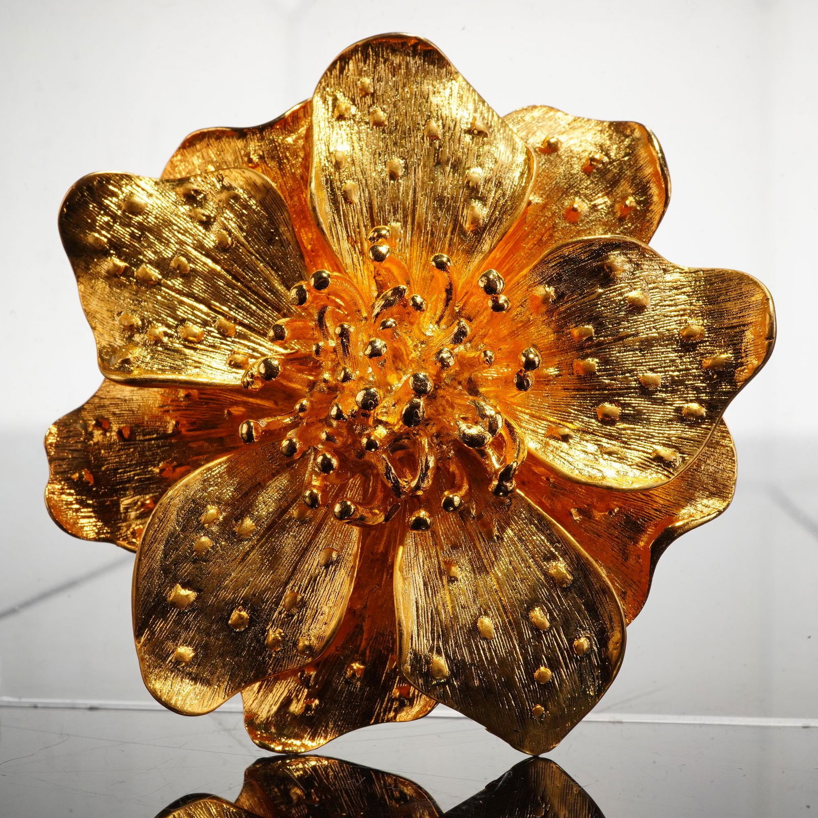 Kenneth Jay Lane Gold-Tone Dogwood Flower Brooch (1 of 4)