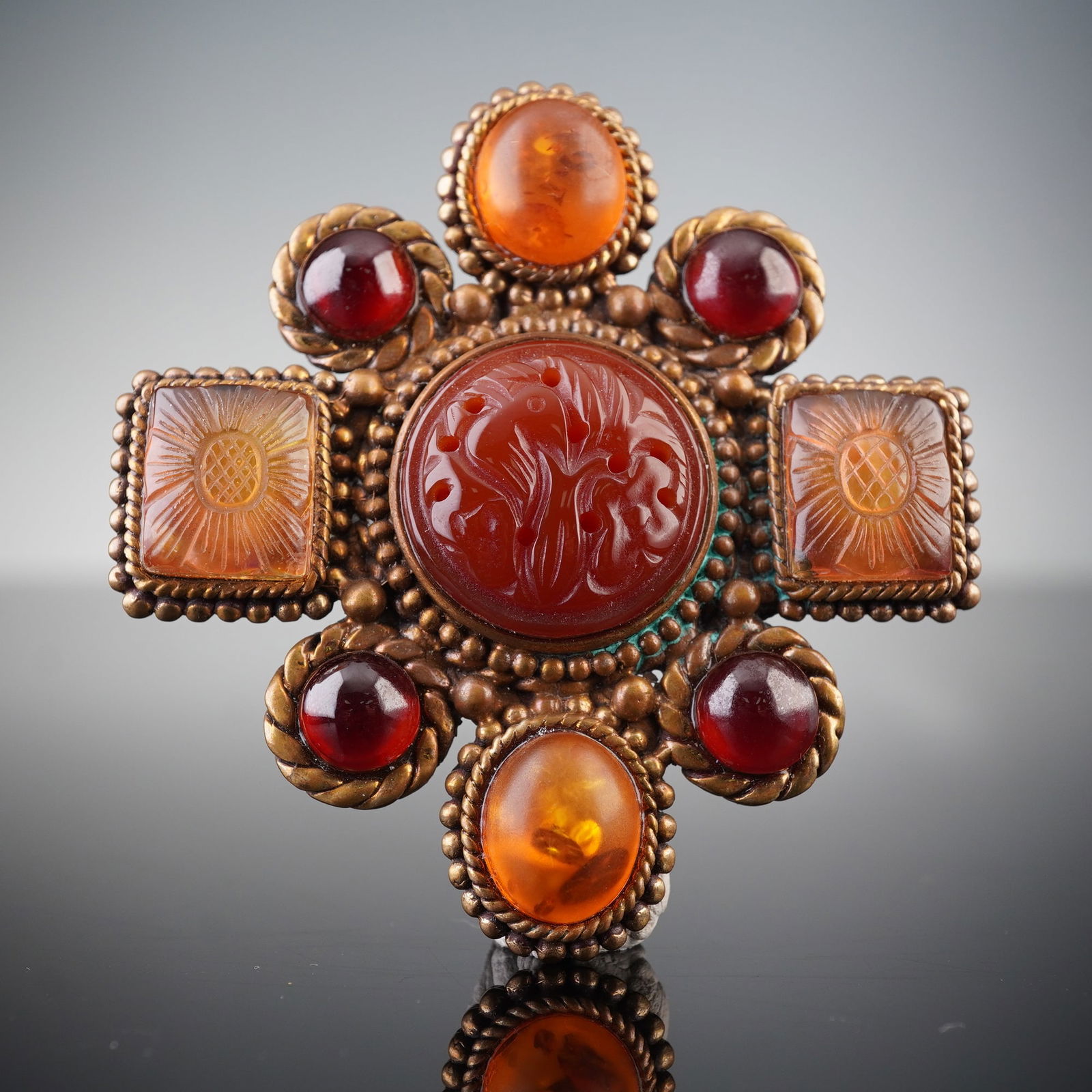 Stephen Dweck Bronze and Amber Brooch (1 of 3)