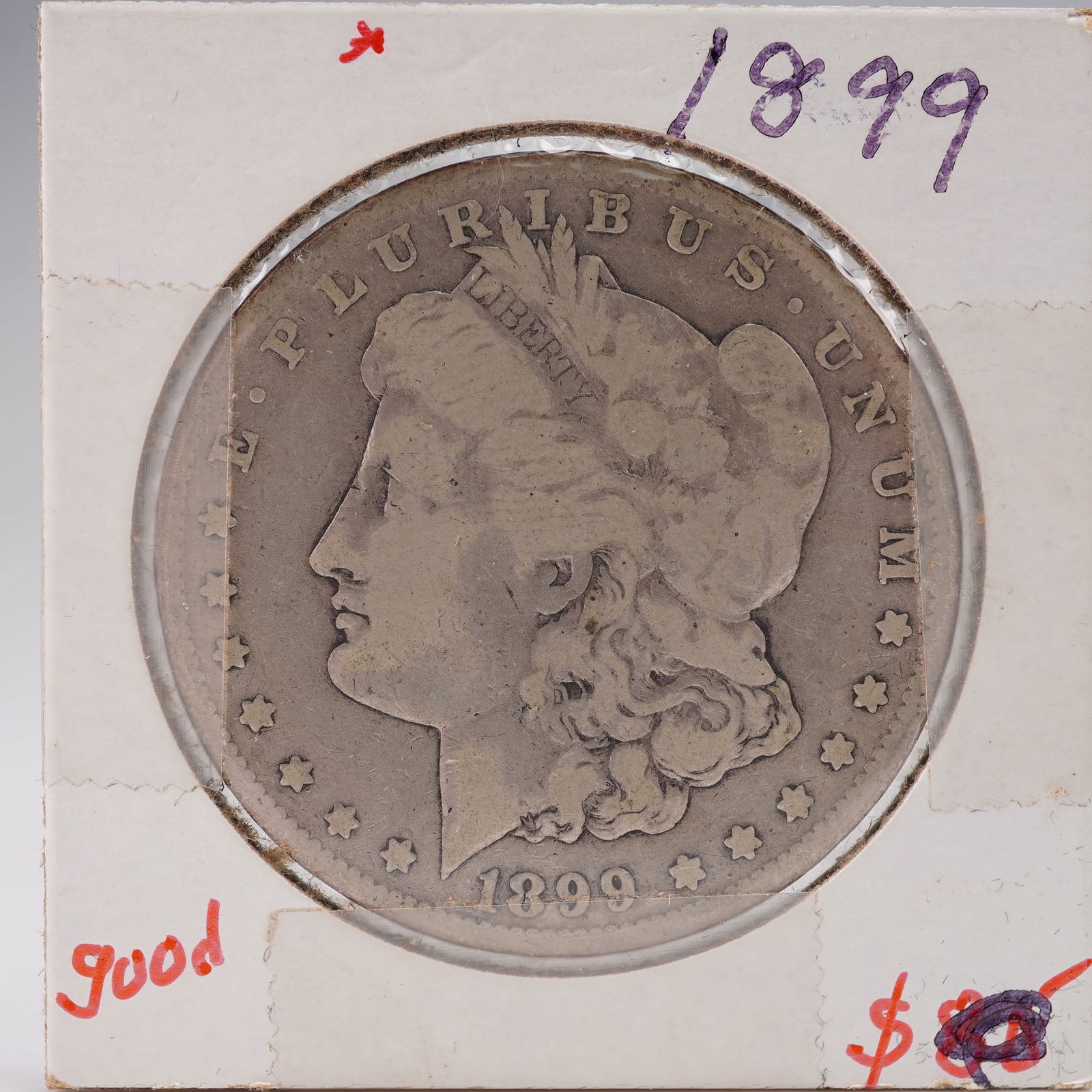 1899 United States Morgan Silver Dollar: The Morgan dollar is a United States silver dollar minted from 1878 to 1904 and again in 1921. It was the first standard silver dollar produced following the Coinage Act of 1873 and contains 412.5