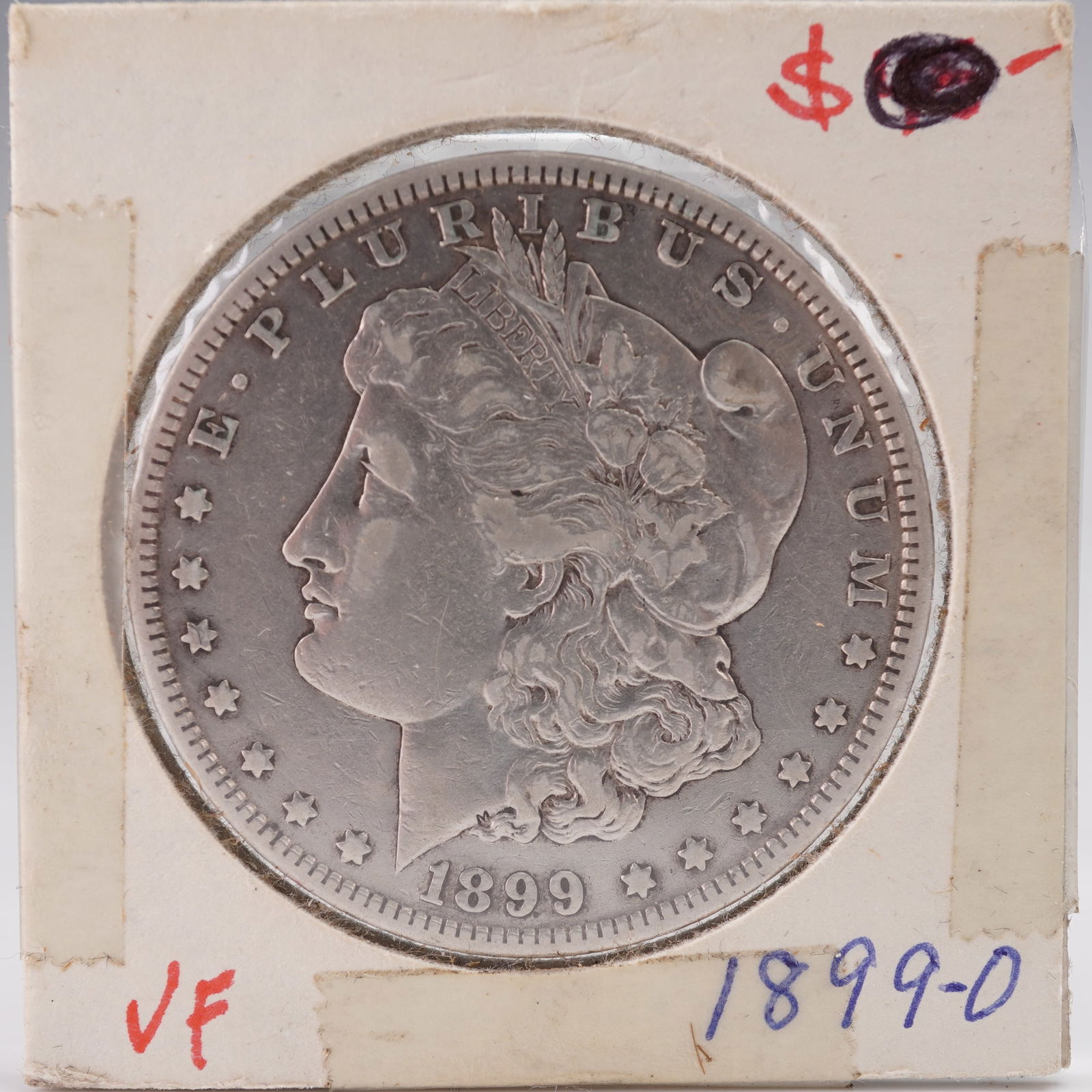 1899-O United States Morgan Silver Dollar: The Morgan dollar is a United States silver dollar minted from 1878 to 1904 and again in 1921. It was the first standard silver dollar produced following the Coinage Act of 1873 and contains 412.5