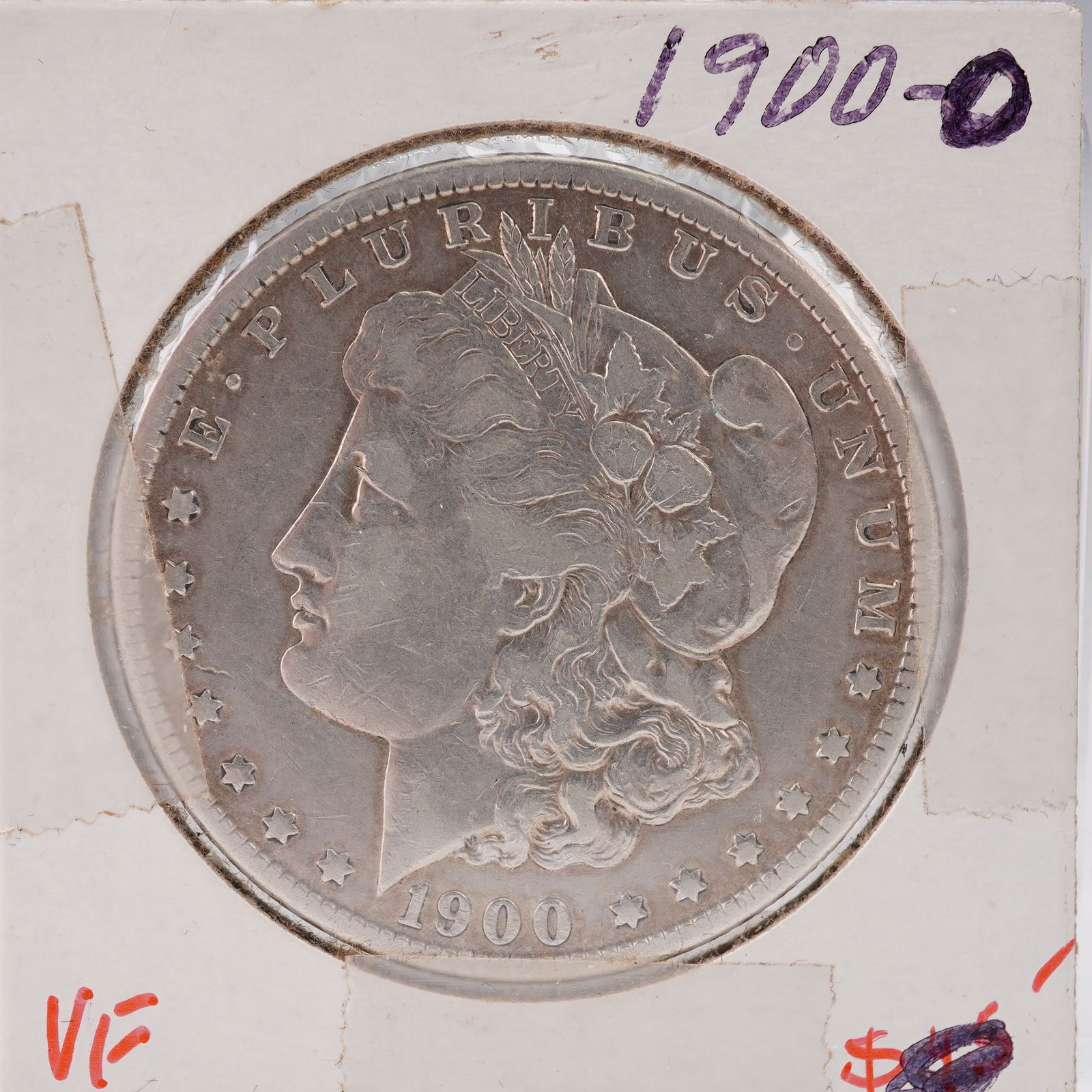 1900-O United States Morgan Silver Dollar: The Morgan dollar is a United States silver dollar minted from 1878 to 1904 and again in 1921. It was the first standard silver dollar produced following the Coinage Act of 1873 and contains 412.5