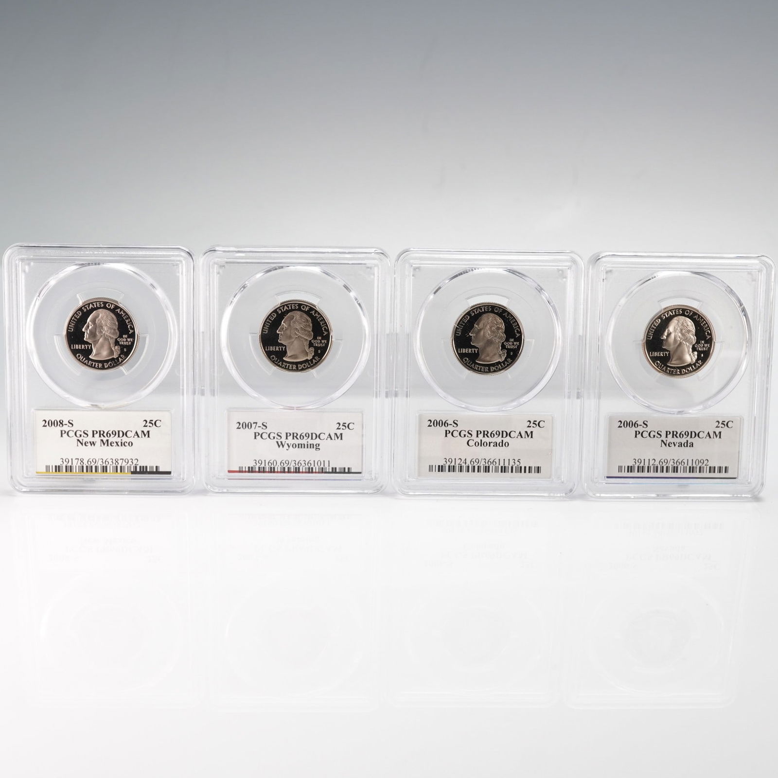 4pc US 2006-2008 25C State Quarter Coins, Clad Proof, PCGS PR69DCAM (1 of 4)