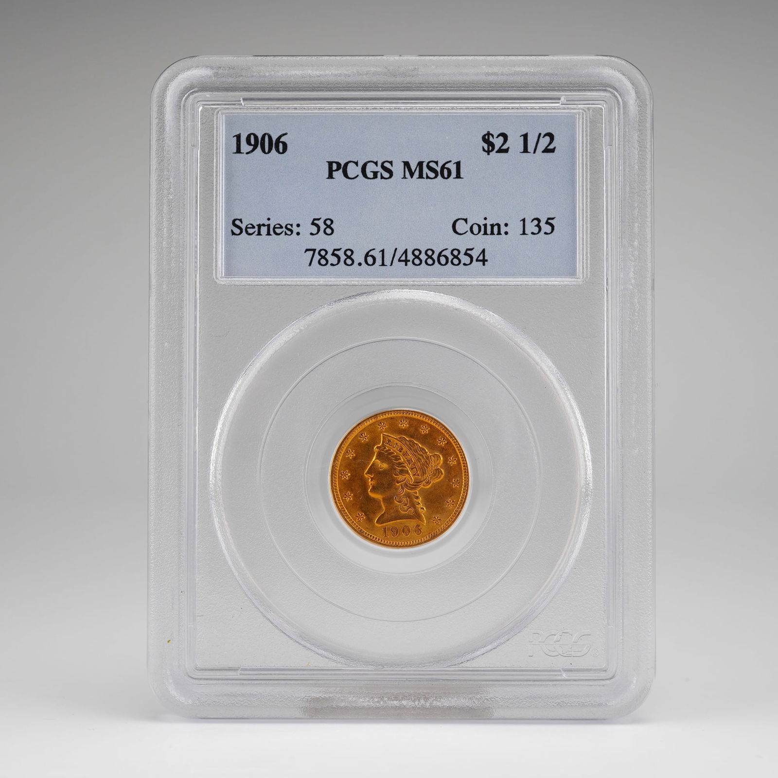 1906 $2.50 Liberty Head Quarter Eagle Gold Coin, PCGS MS61 (1 of 4)