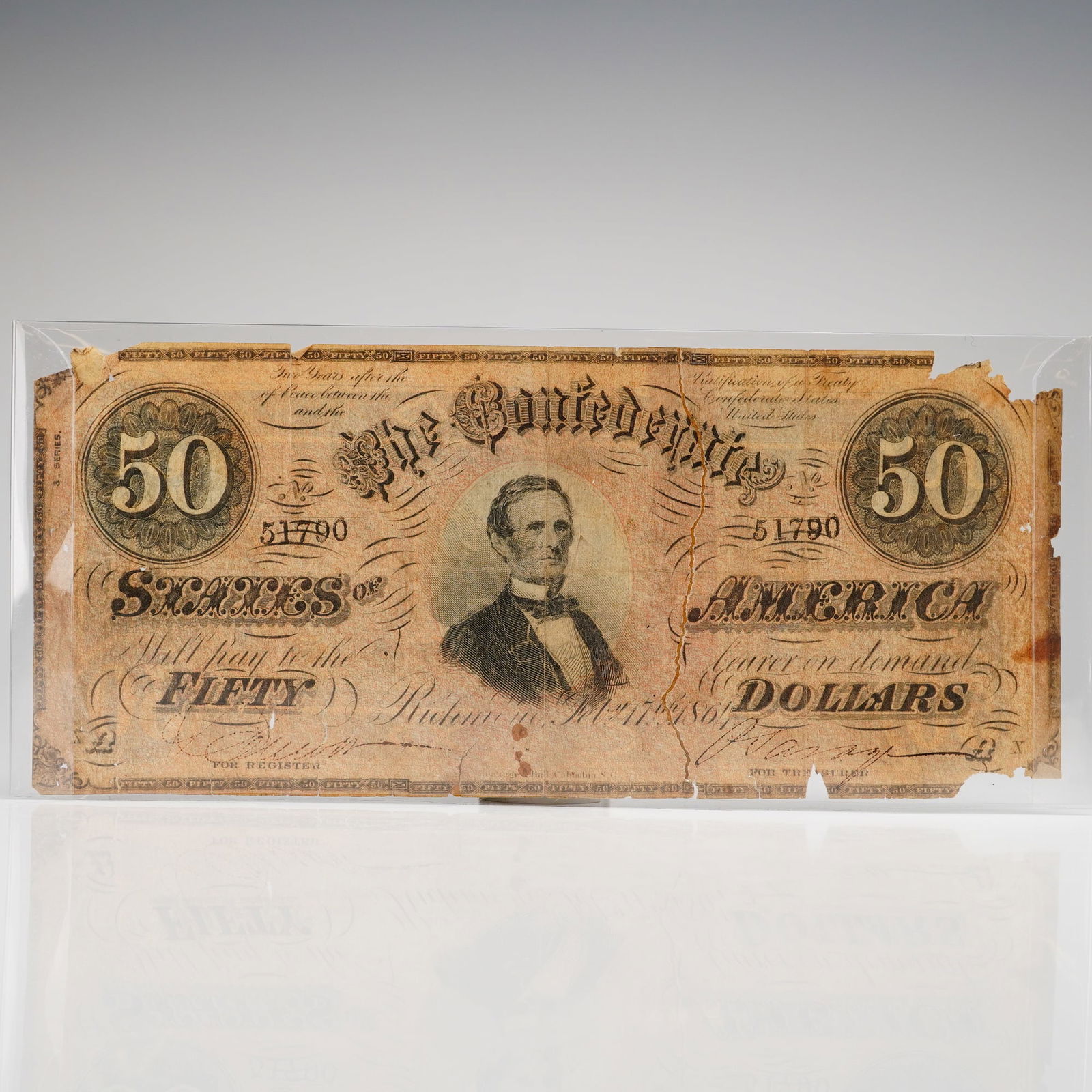 1864 $50 Confederate States of America Richmond Bank Note (1 of 5)