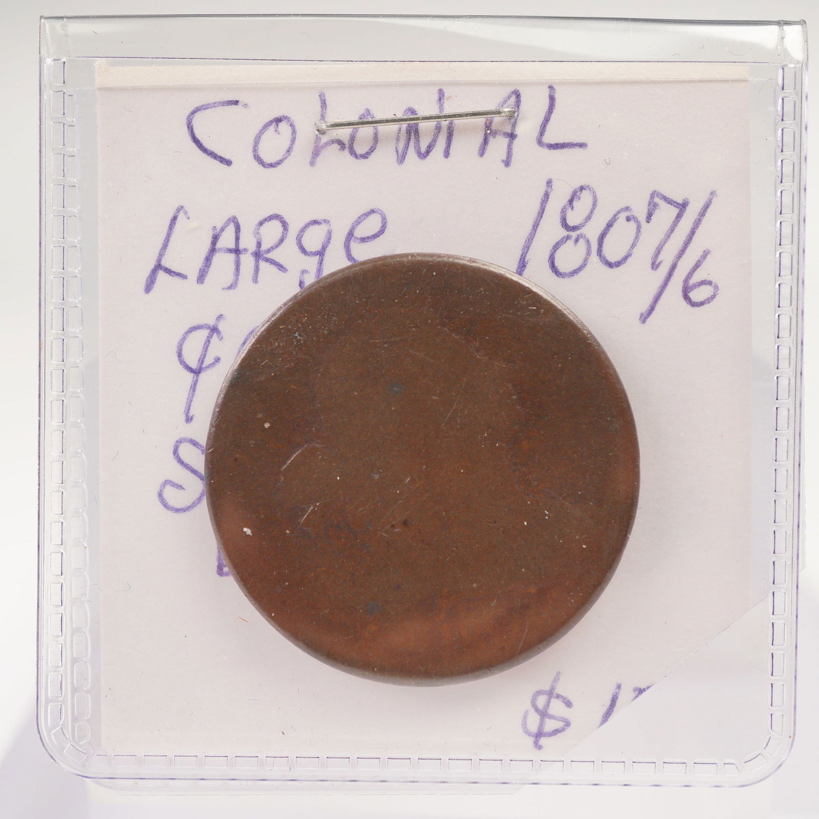 1807/6 Overdate Draped Bust Large One Cent Coin: Early United States copper cent dated 1807 with the identifiable 1807/6 overdate presents the Draped Bust portrait of Liberty in right-facing profile on the obverse. The reverse features a laurel wrea